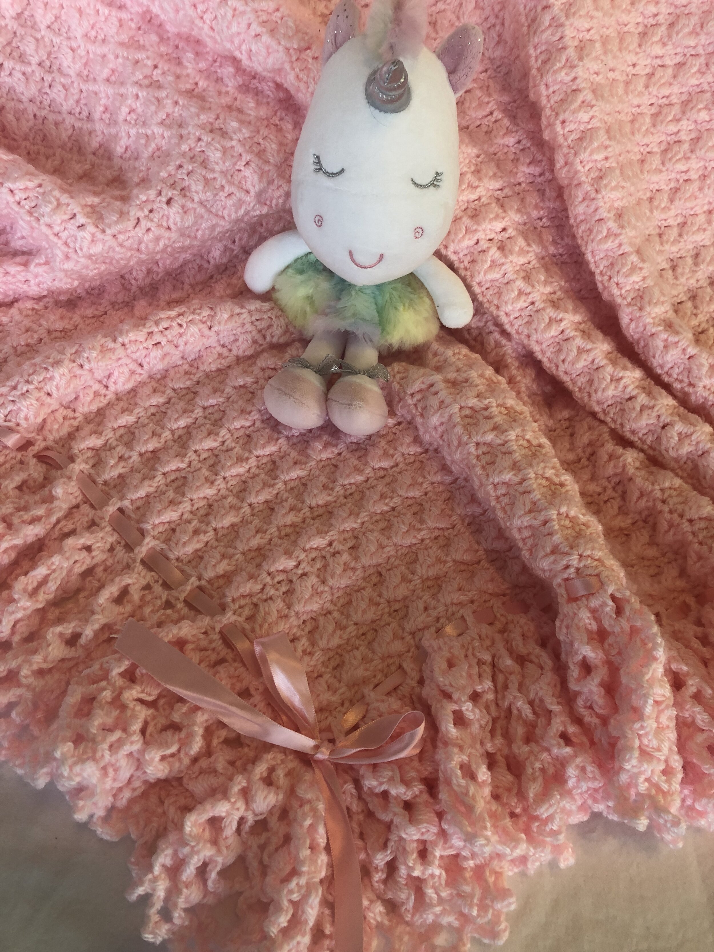 Item #C1015 - Pink Crochet Blanket