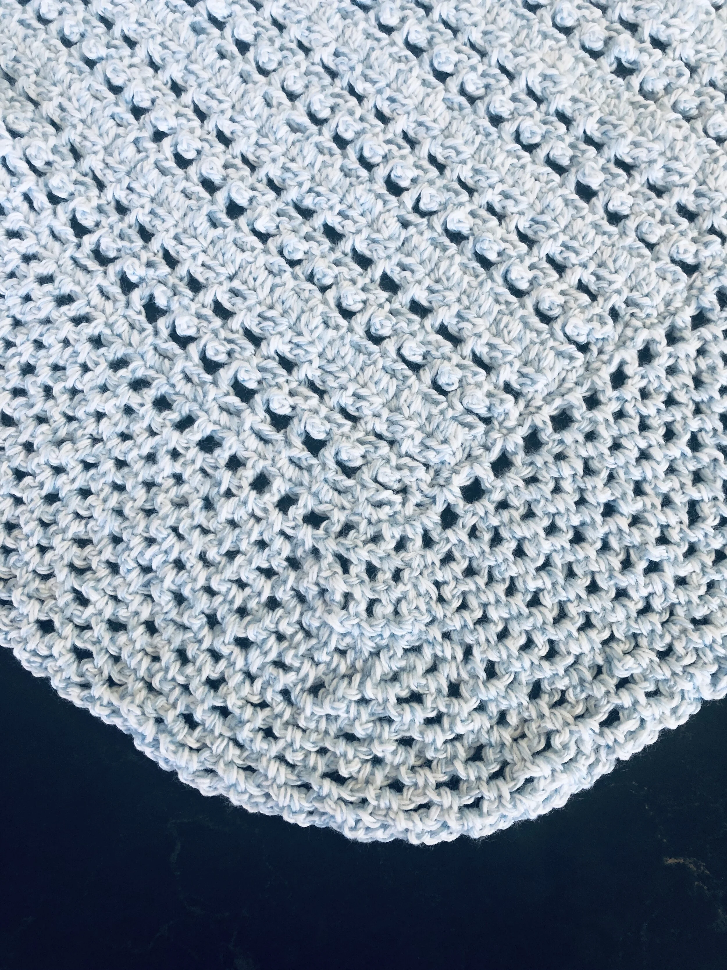 Item #C1017 - Veriegated Blue and White Crochet Blanket