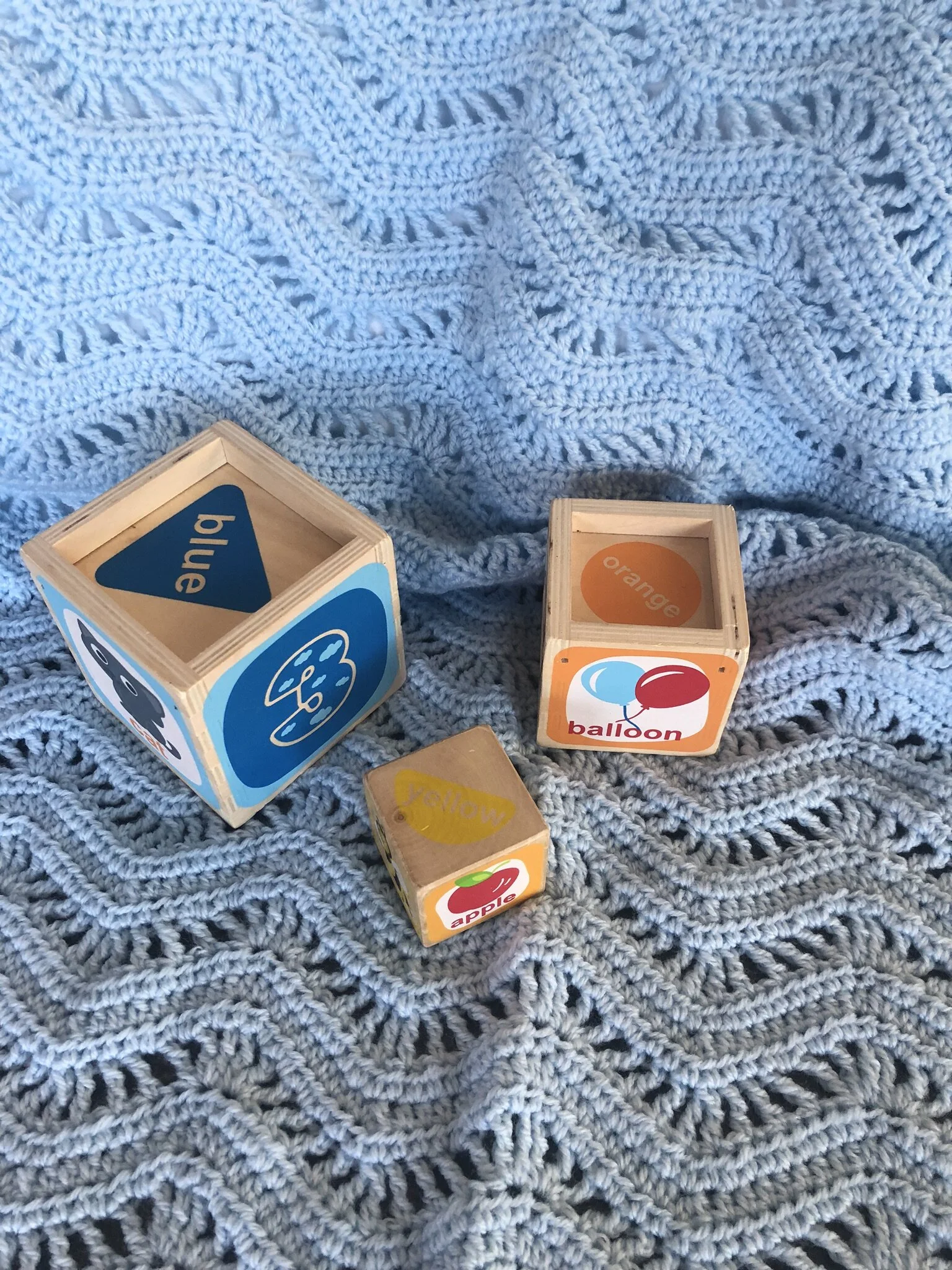 Item #C1021 - Light Blue Chevron Crochet Blanket