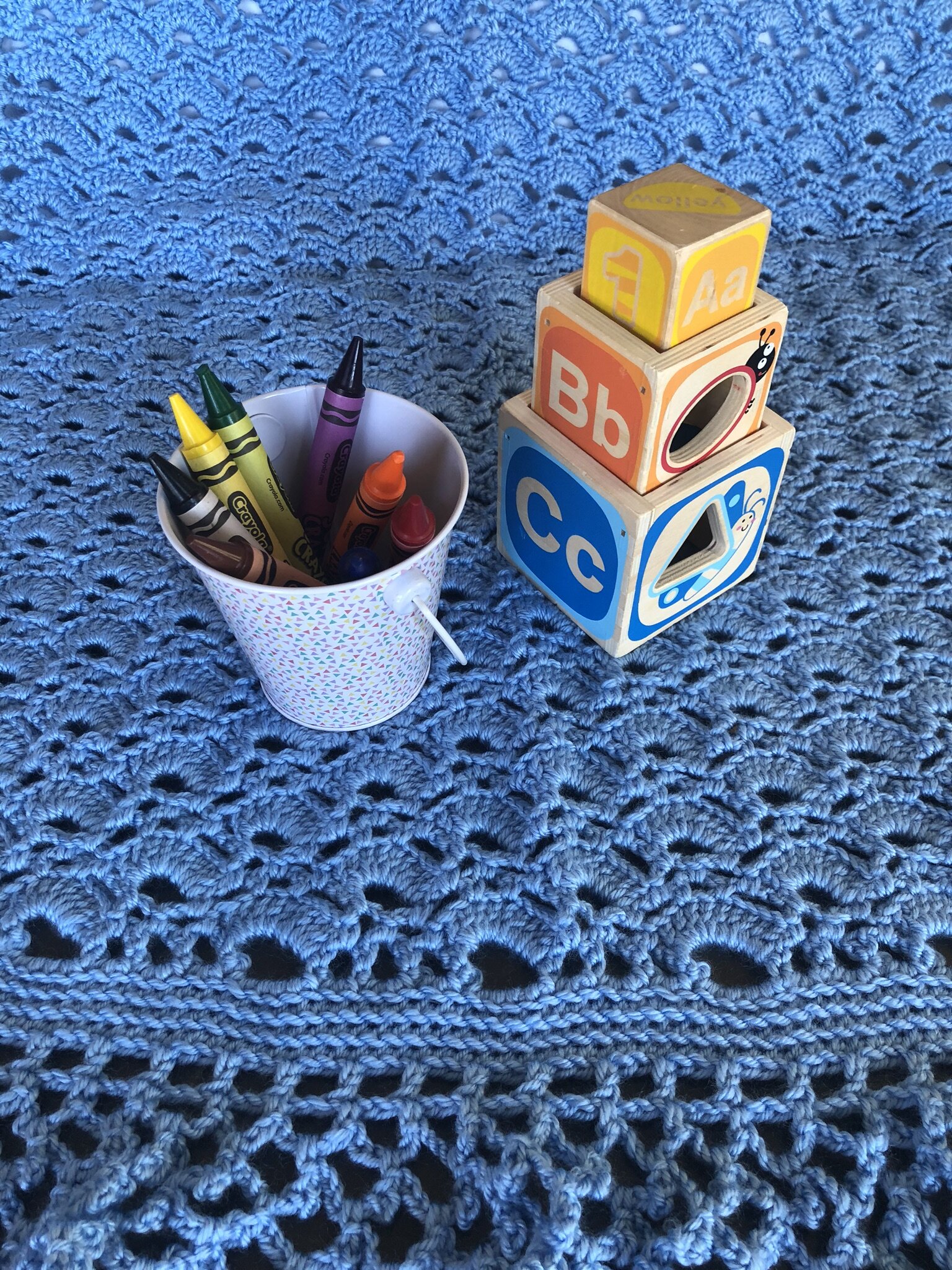 Item #E121 - Dark Blue Crochet Blanket