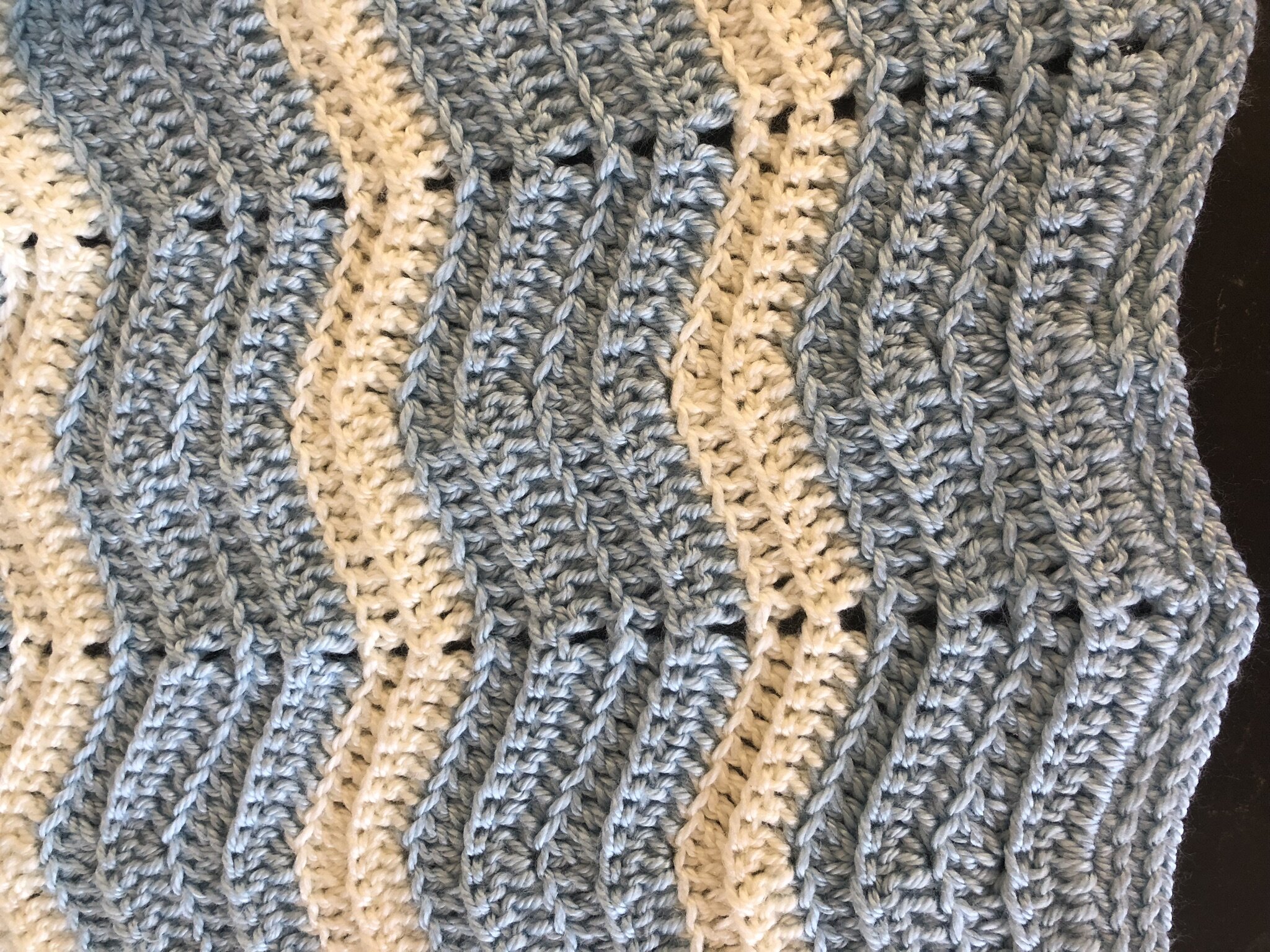 Item #E122 - Blue and White Crochet Blanket