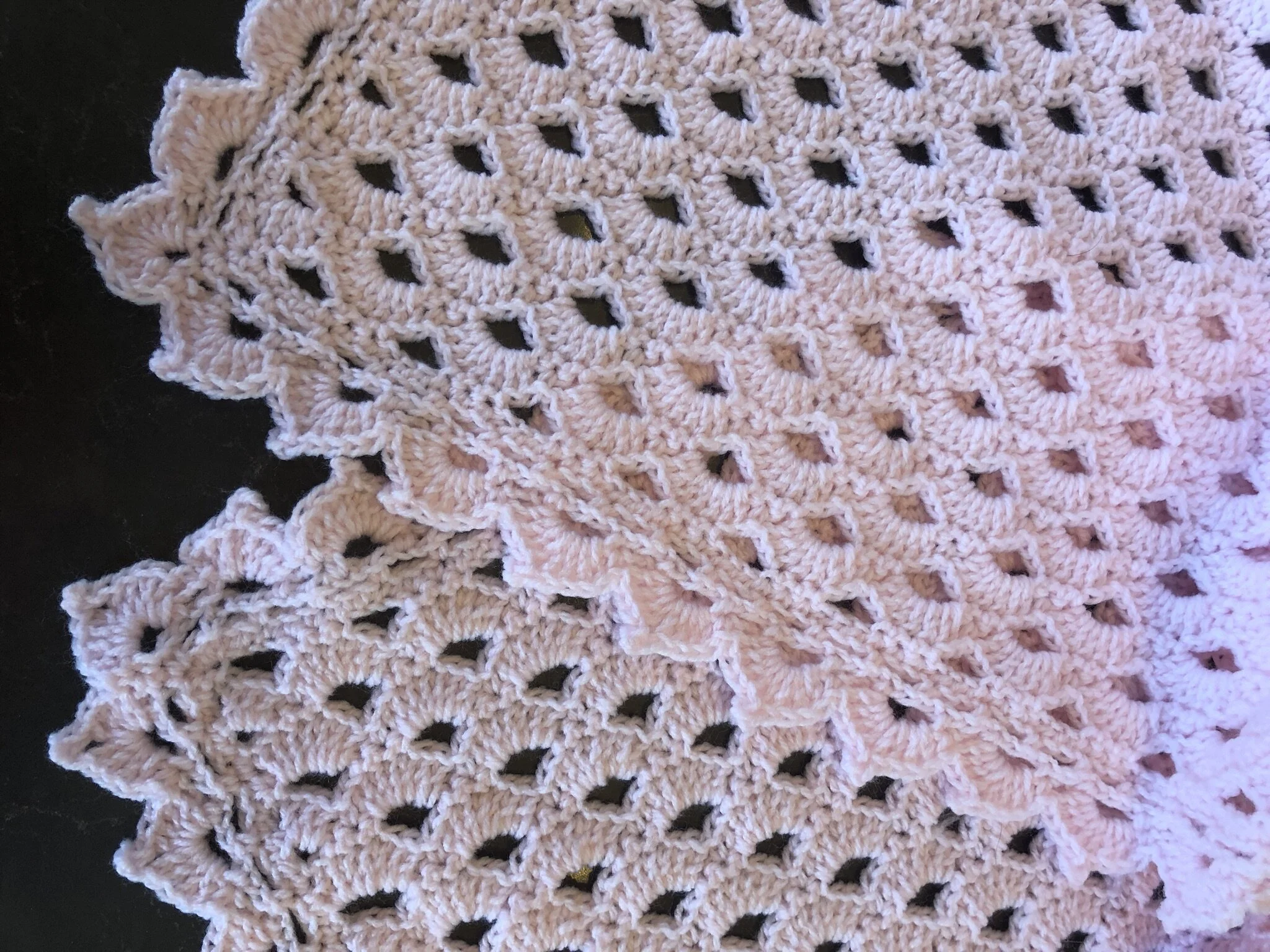 Item #E123 - Pink Crochet Crib  Blanket