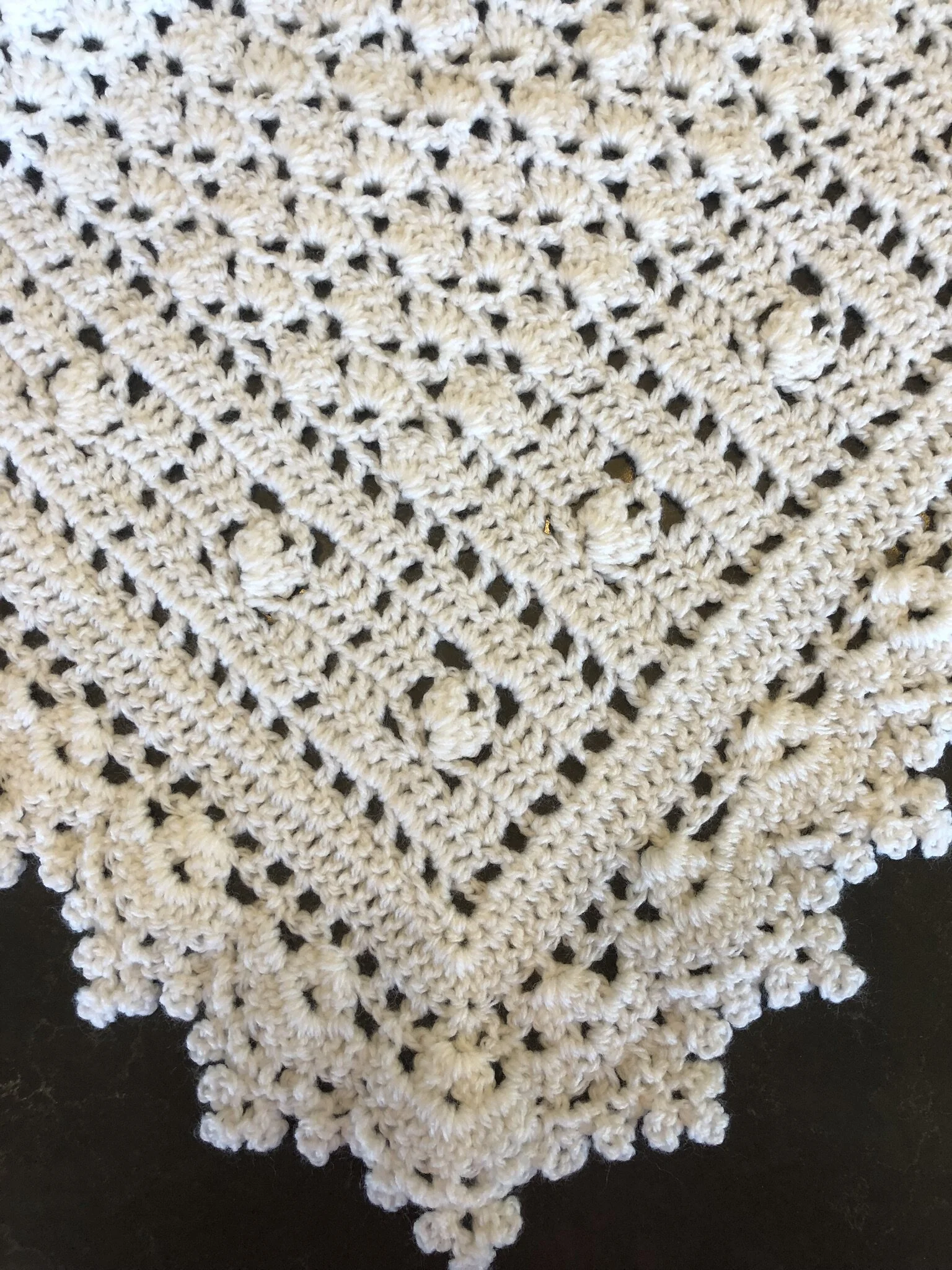 Item #C1023 - White Crochet Blanket