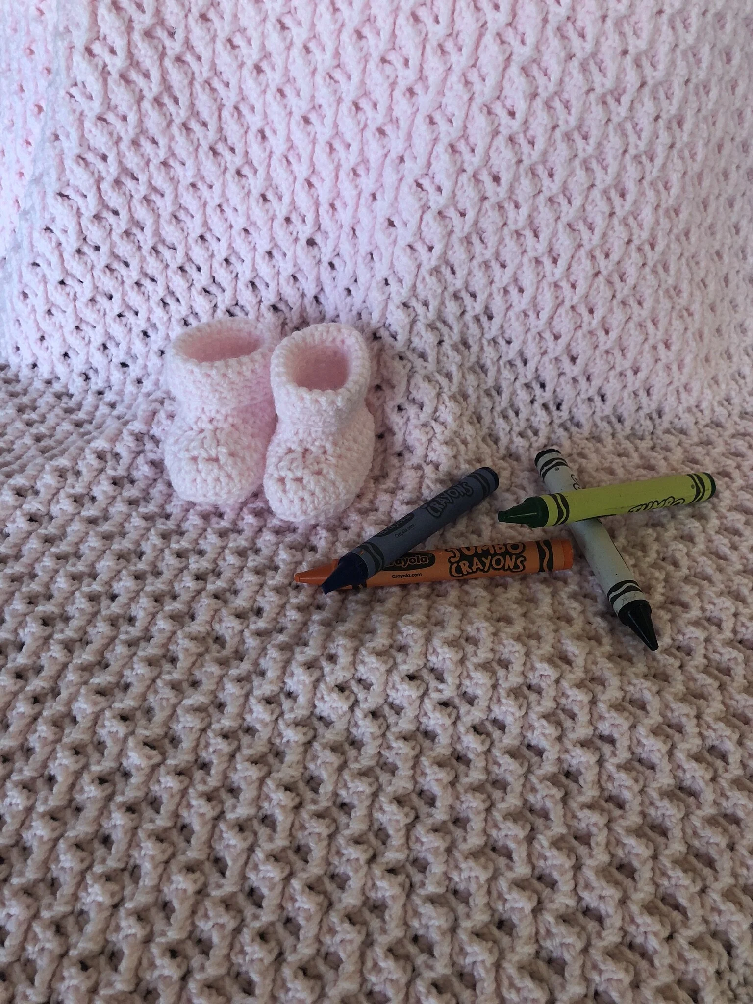 Item #E128 - Pink Crochet Blanket and Booties