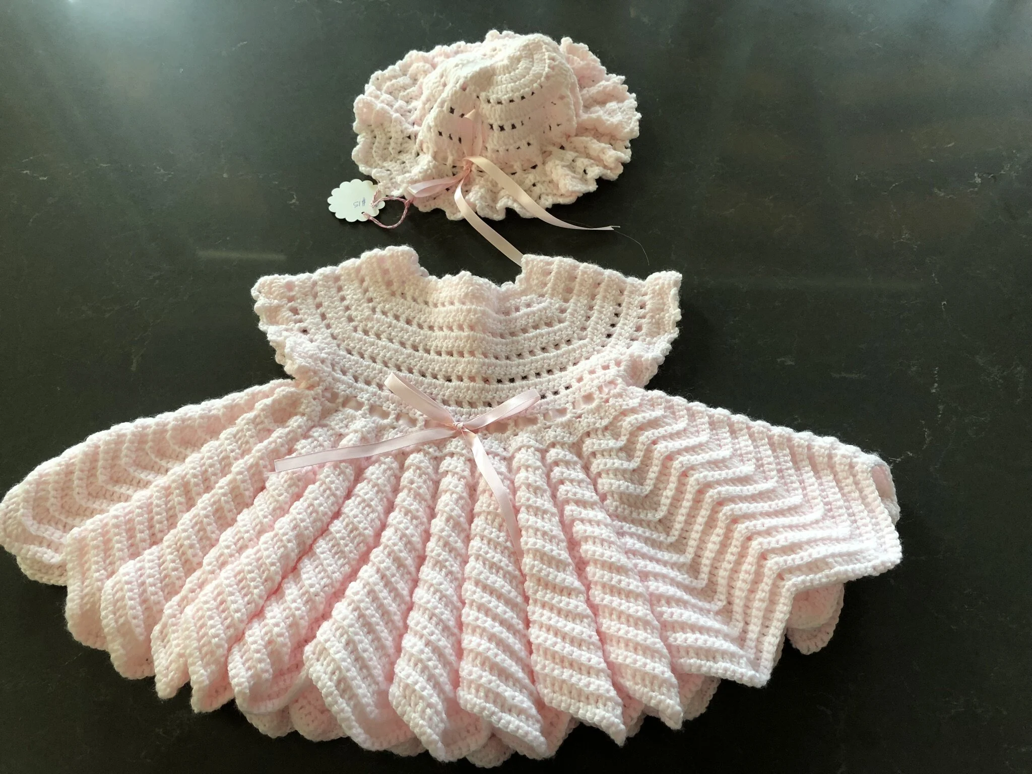 Item #C1053 - Pink Crochet Dress &amp; Hat
