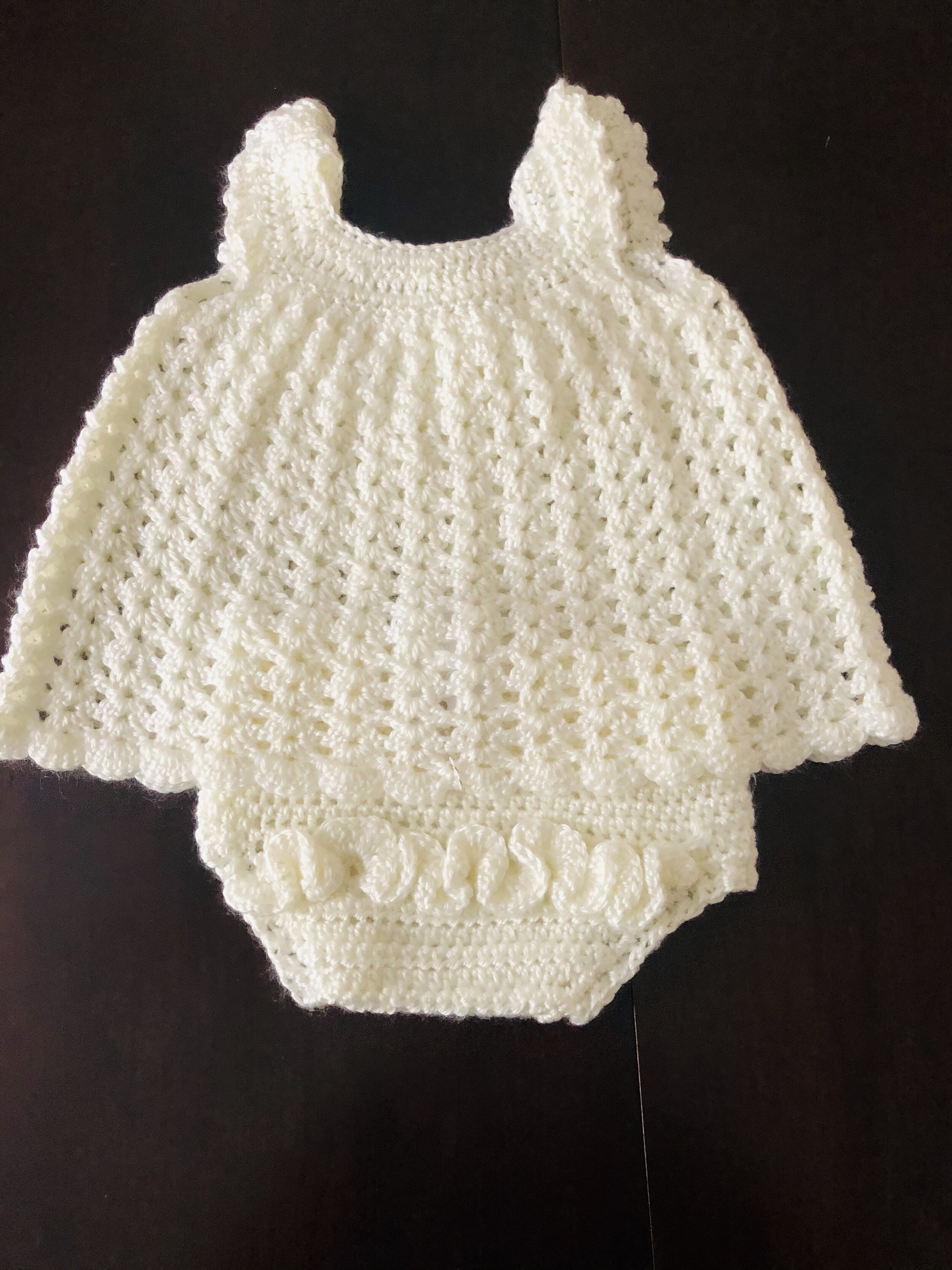 Item #C1043 - White Crochet Sundress and Diaper Cover
