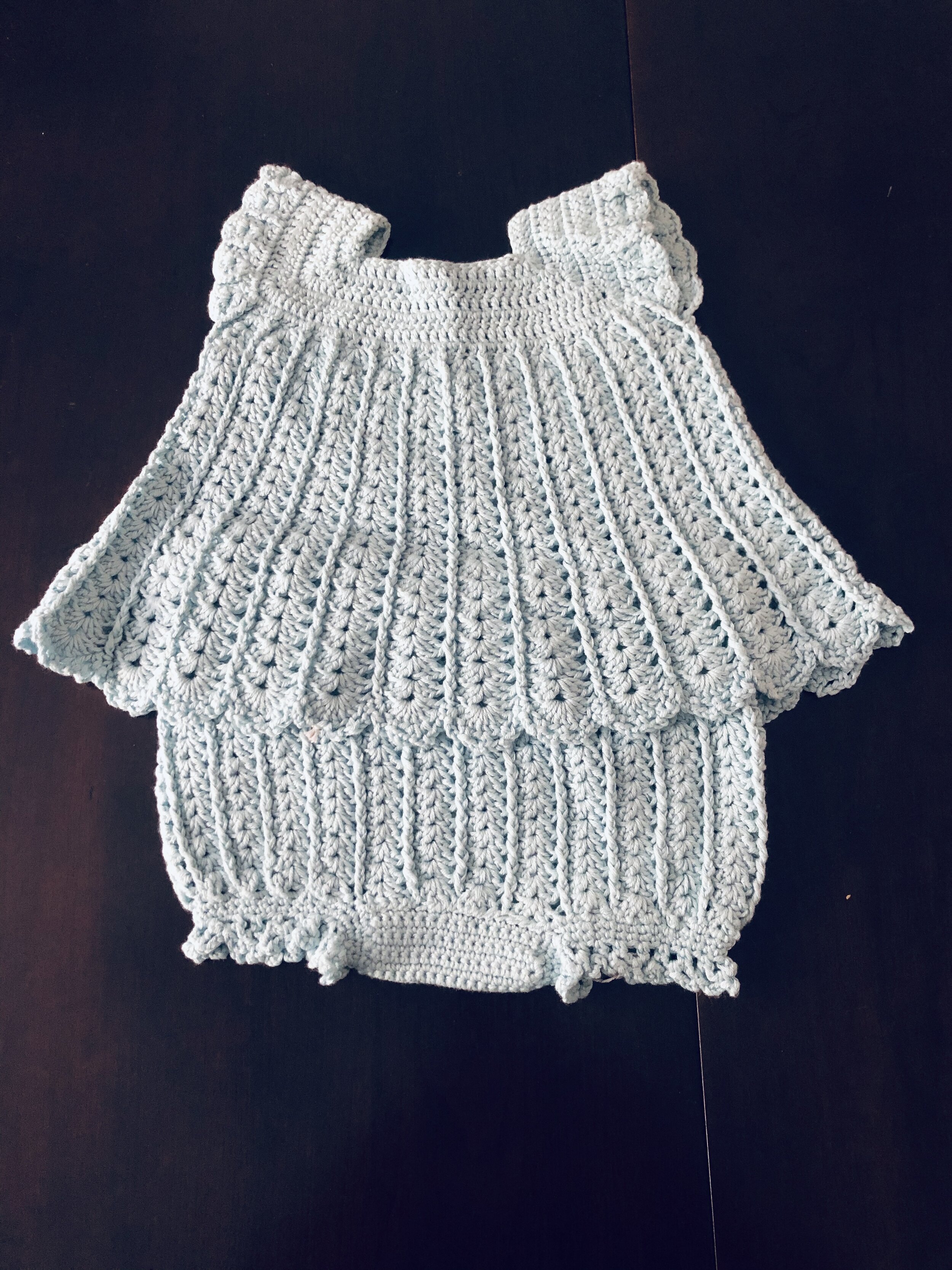 Item #C1059 - Aqua/Blue Crochet Sundress and Diaper Cover