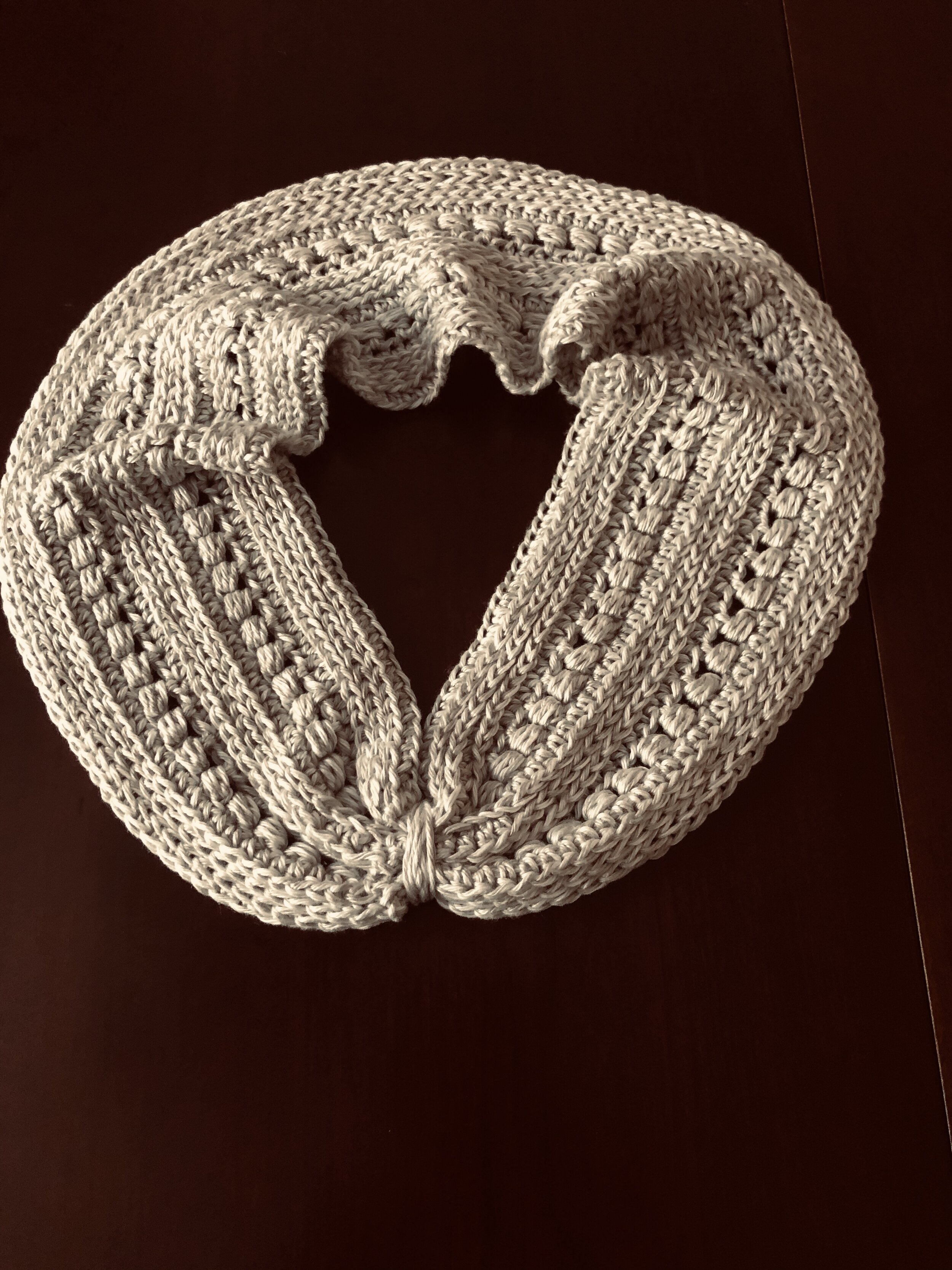 Item #C1073 - Variegated Grey &amp; White Crochet Infinity Scarf