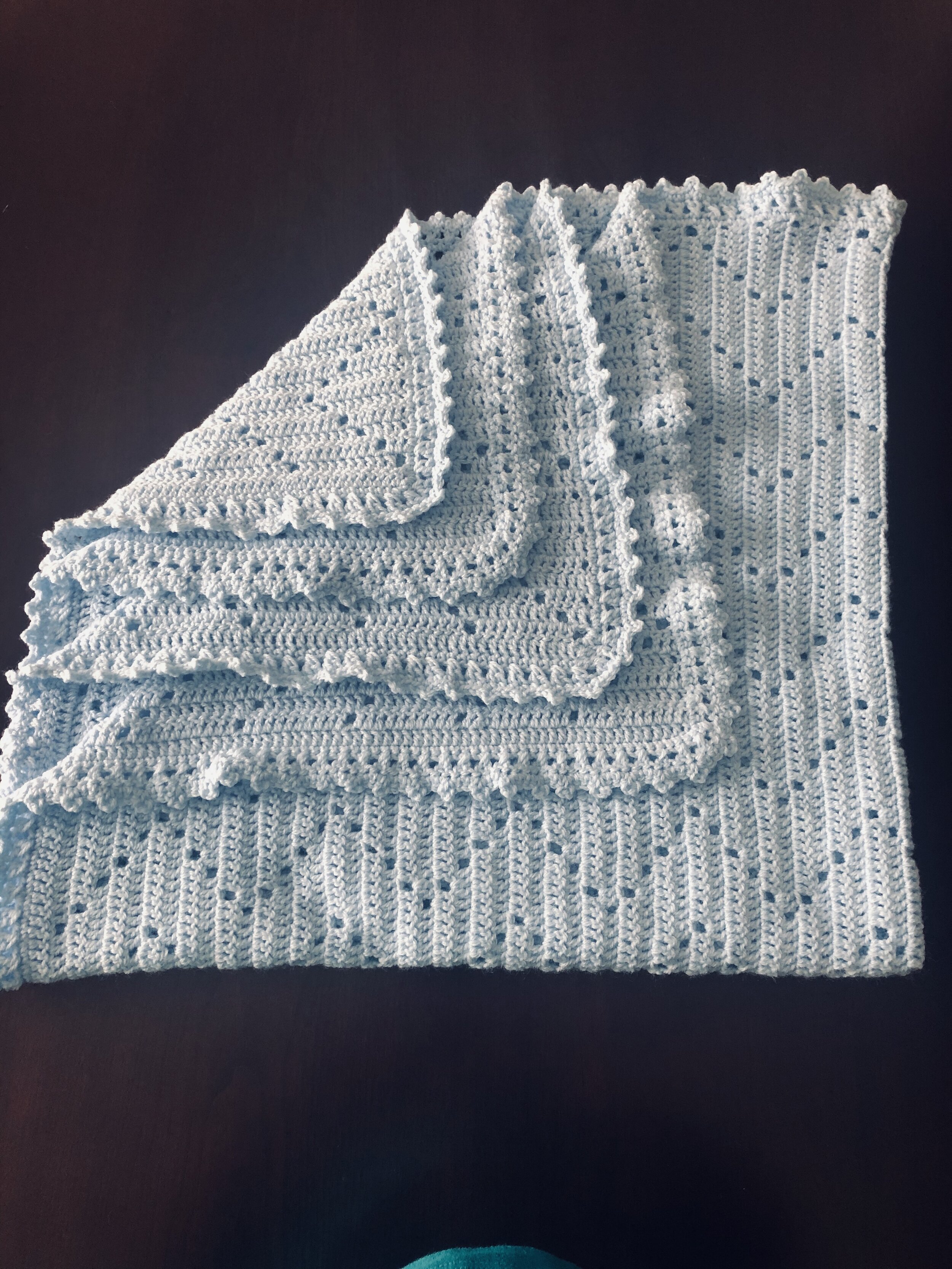 Item #C1010 - Light Blue Crochet Blanket