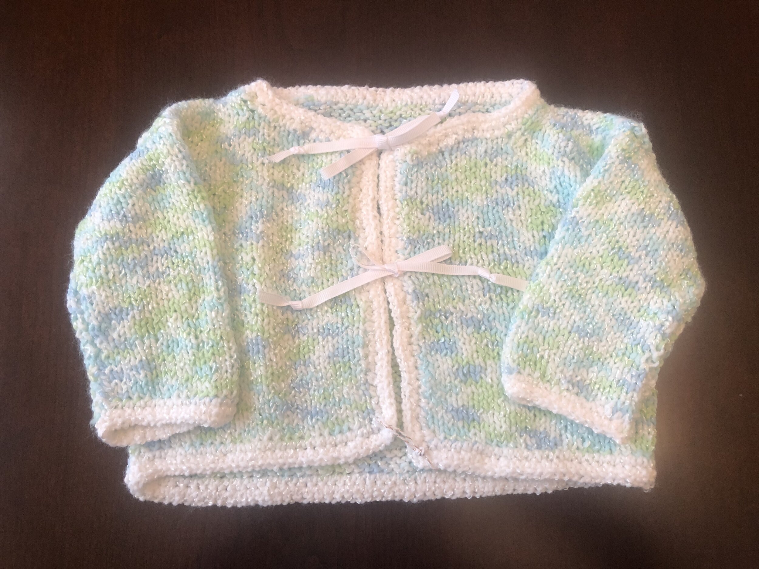 Item #E154 - Variegated Mint Green and White Sweater