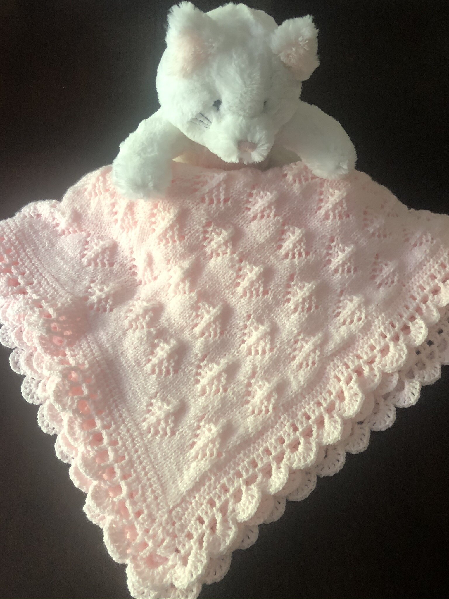 Item #E160 - Pink Knit and Crochet Blanket