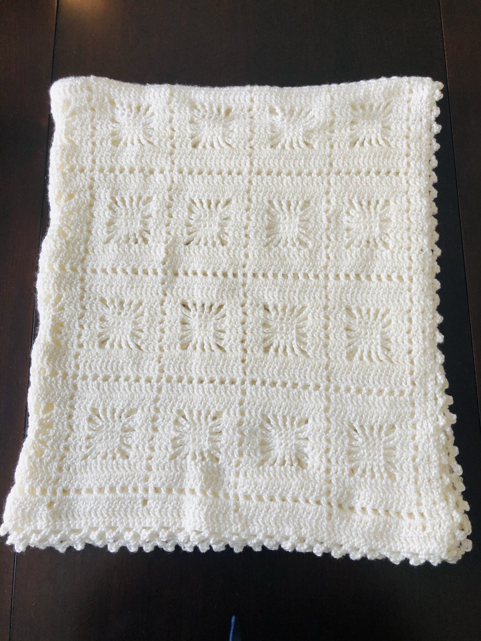 Item #C1004-W - White Crochet Blanket