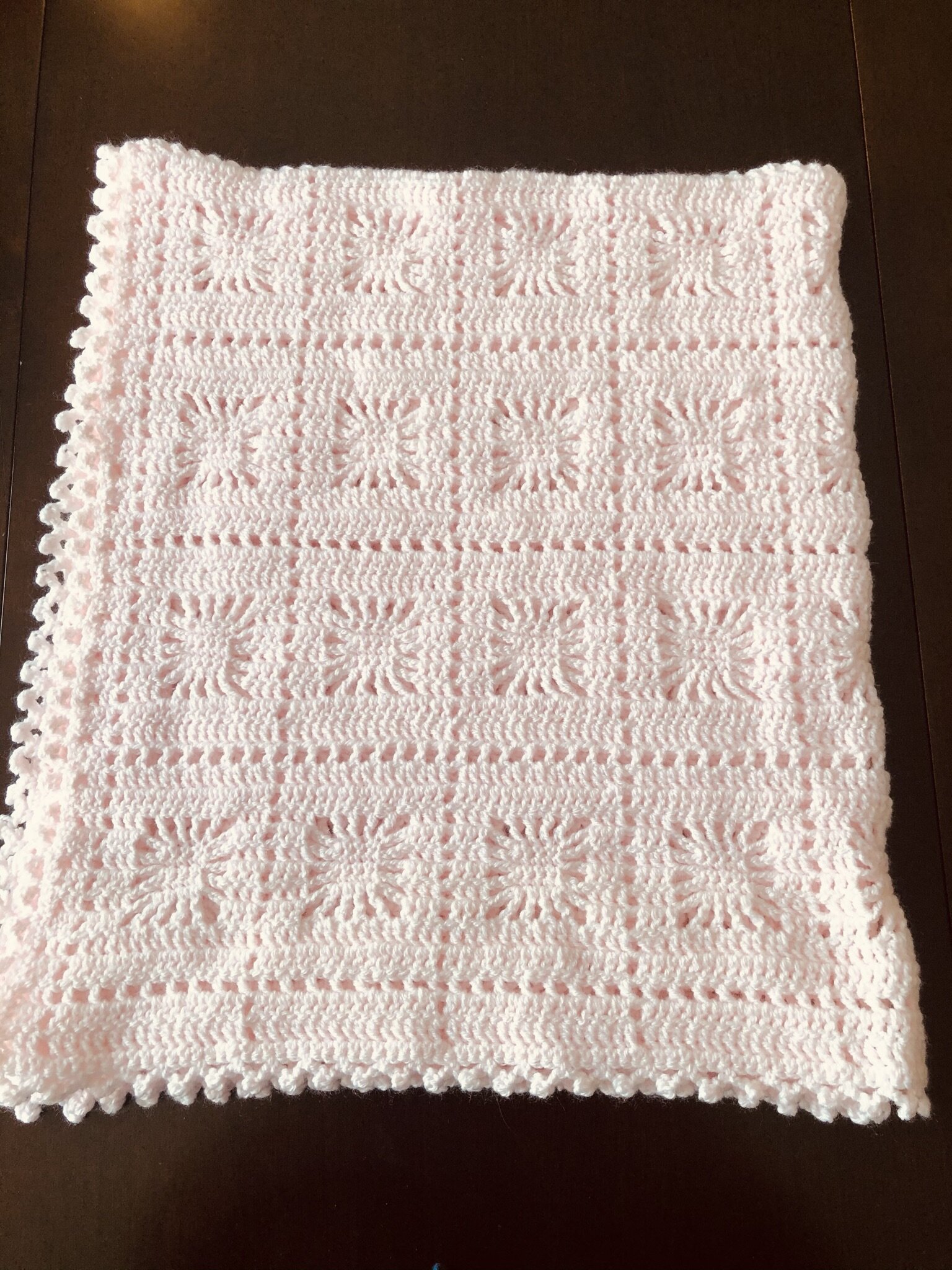 Item #C1004-LP - Light Pink Crochet Blanket