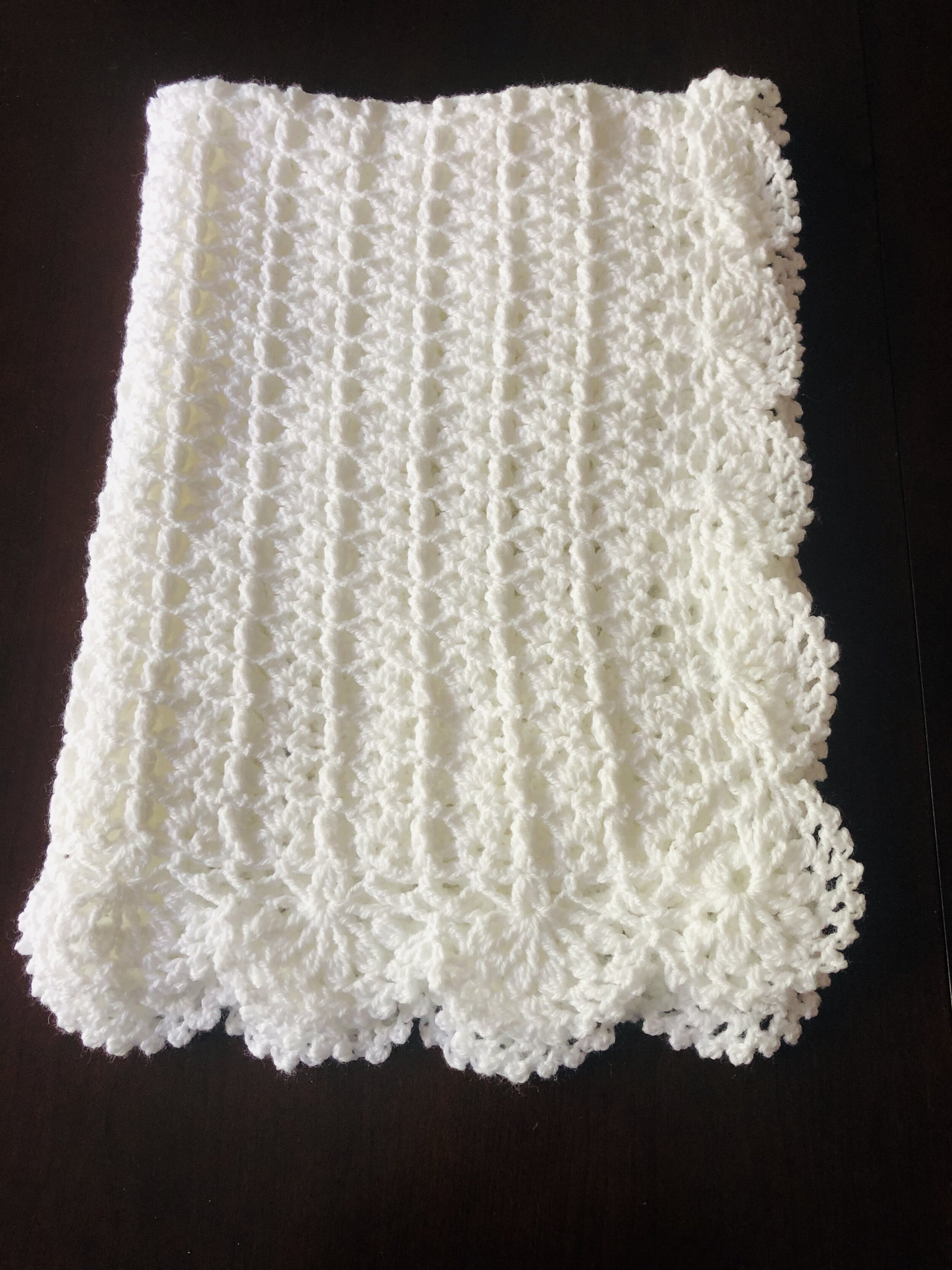 Item #C1056 - White Crochet Blanket