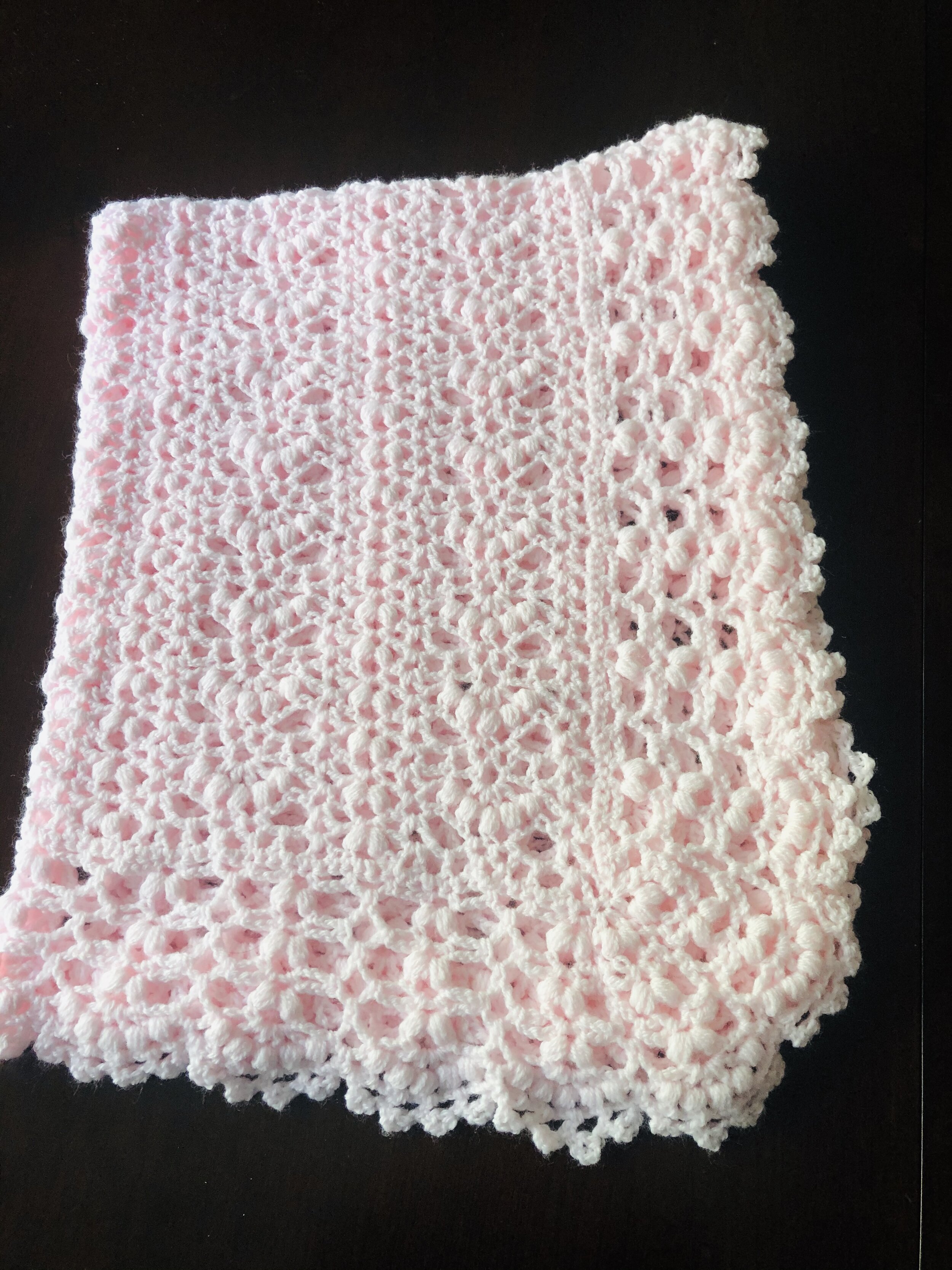 Item #C1054-LP - Light Pink Crochet Cluster Blanket