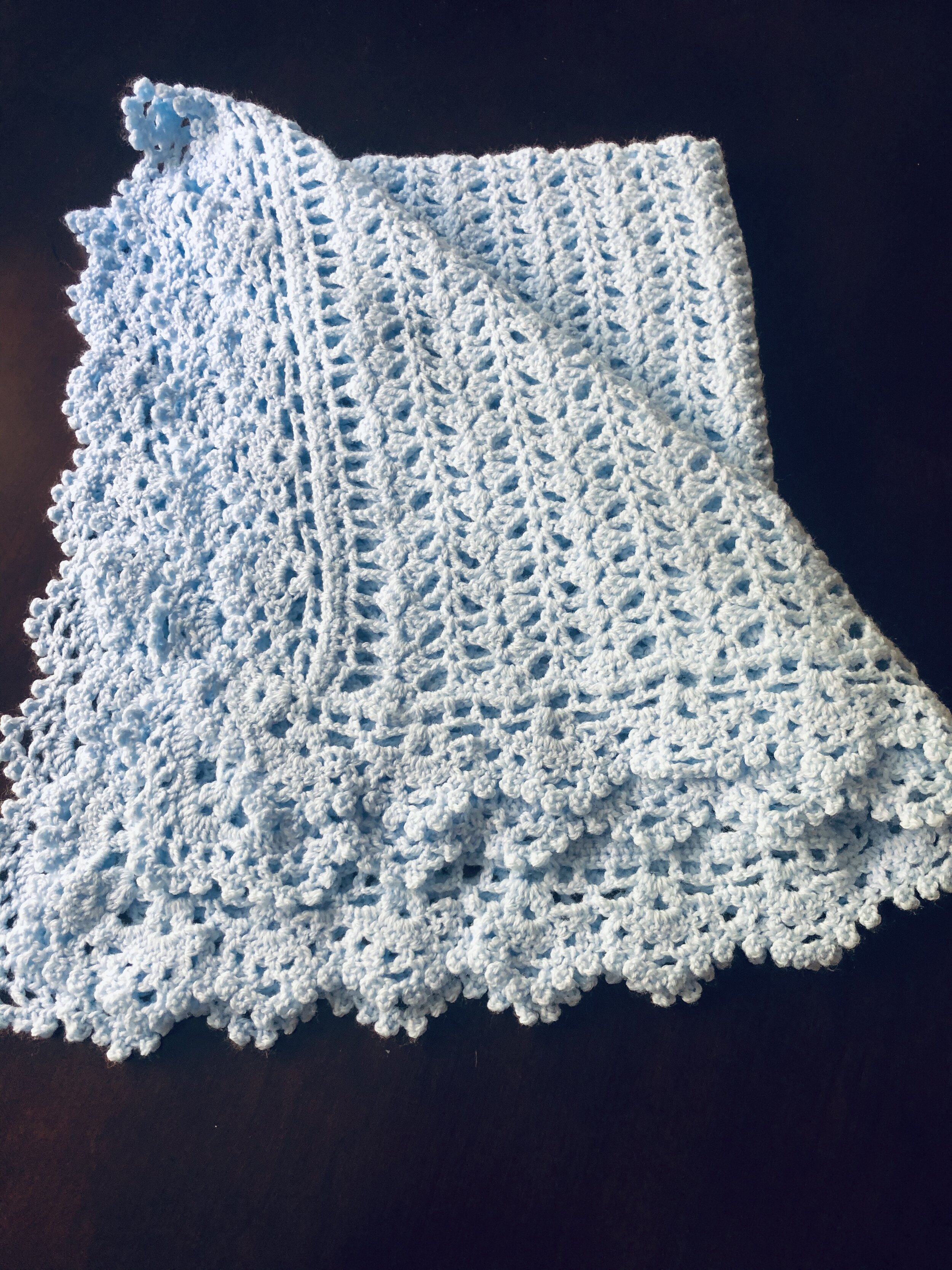 Item #C1066 - Light Blue Crochet Blanket