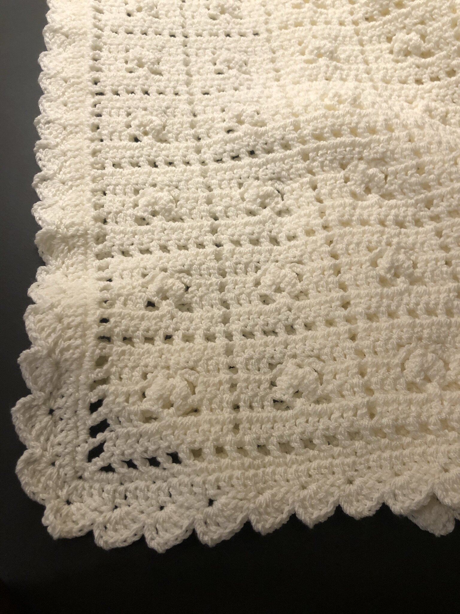 Item #C1077-I - Light Ivory Crochet Blanket