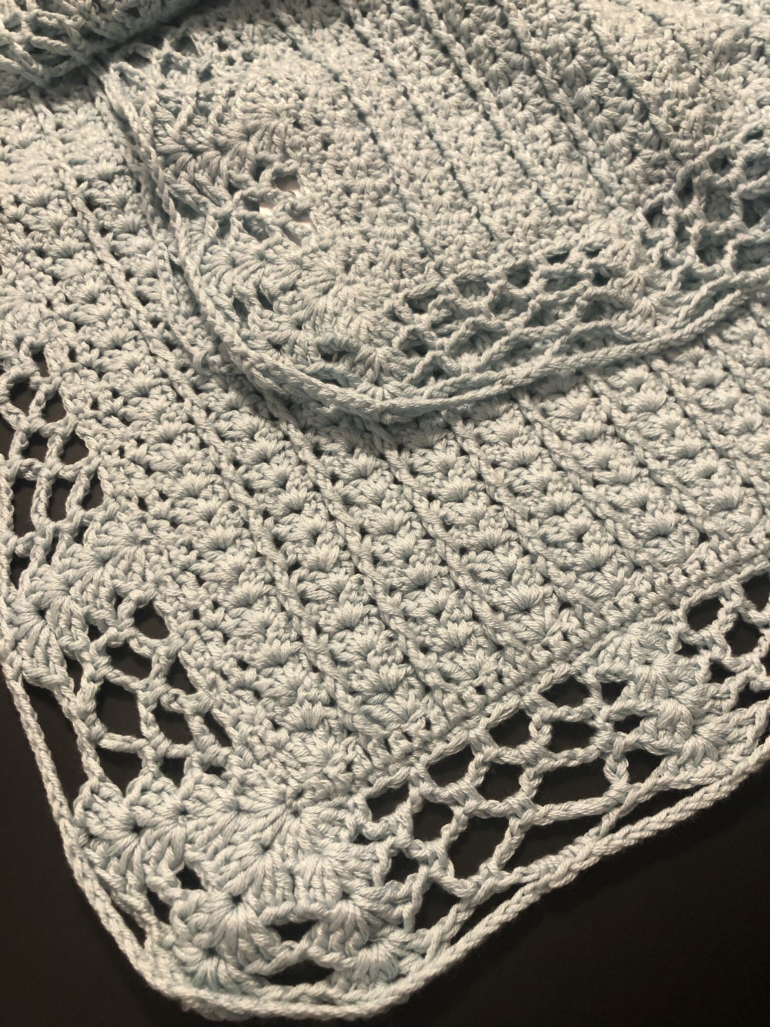 Item #C1050 - Aqua Blue Crochet Blanket