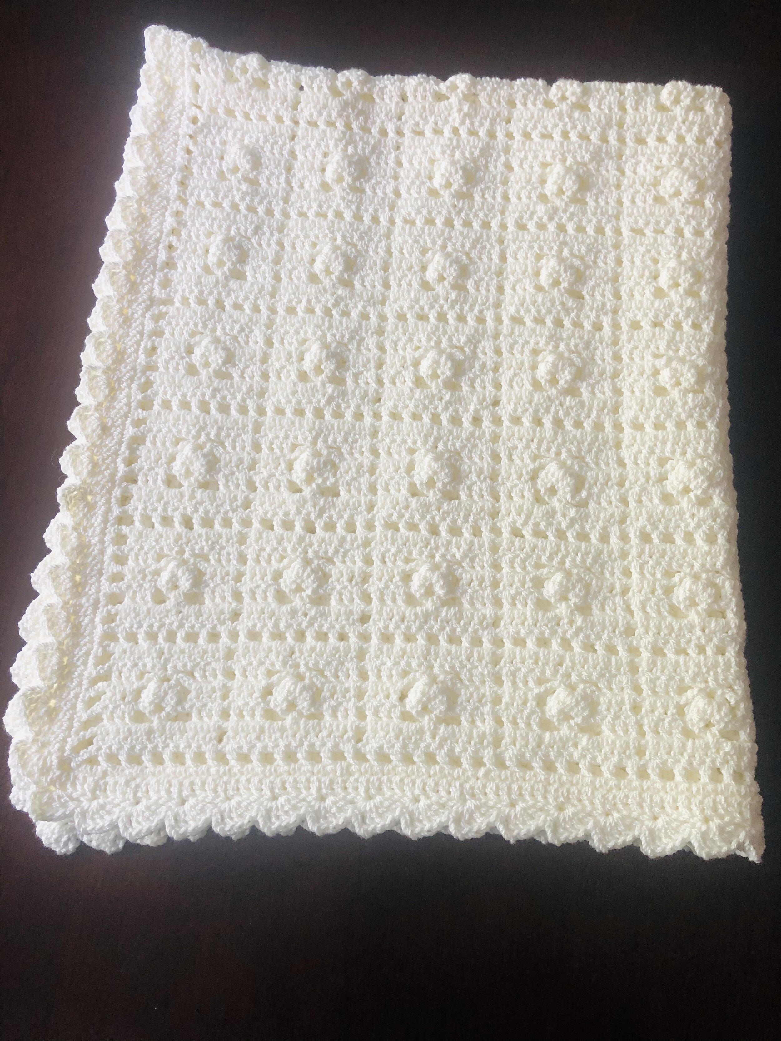 Item #C1077-W - White Crochet Blanket
