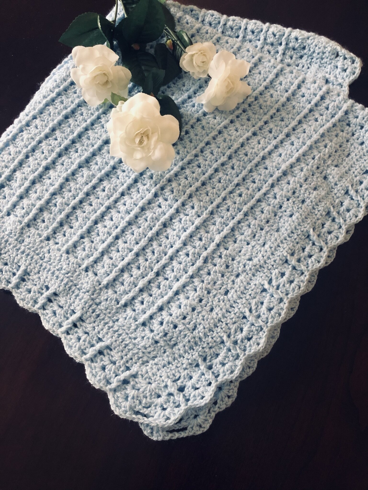 Item #E134 - Light Blue Crochet Blanket