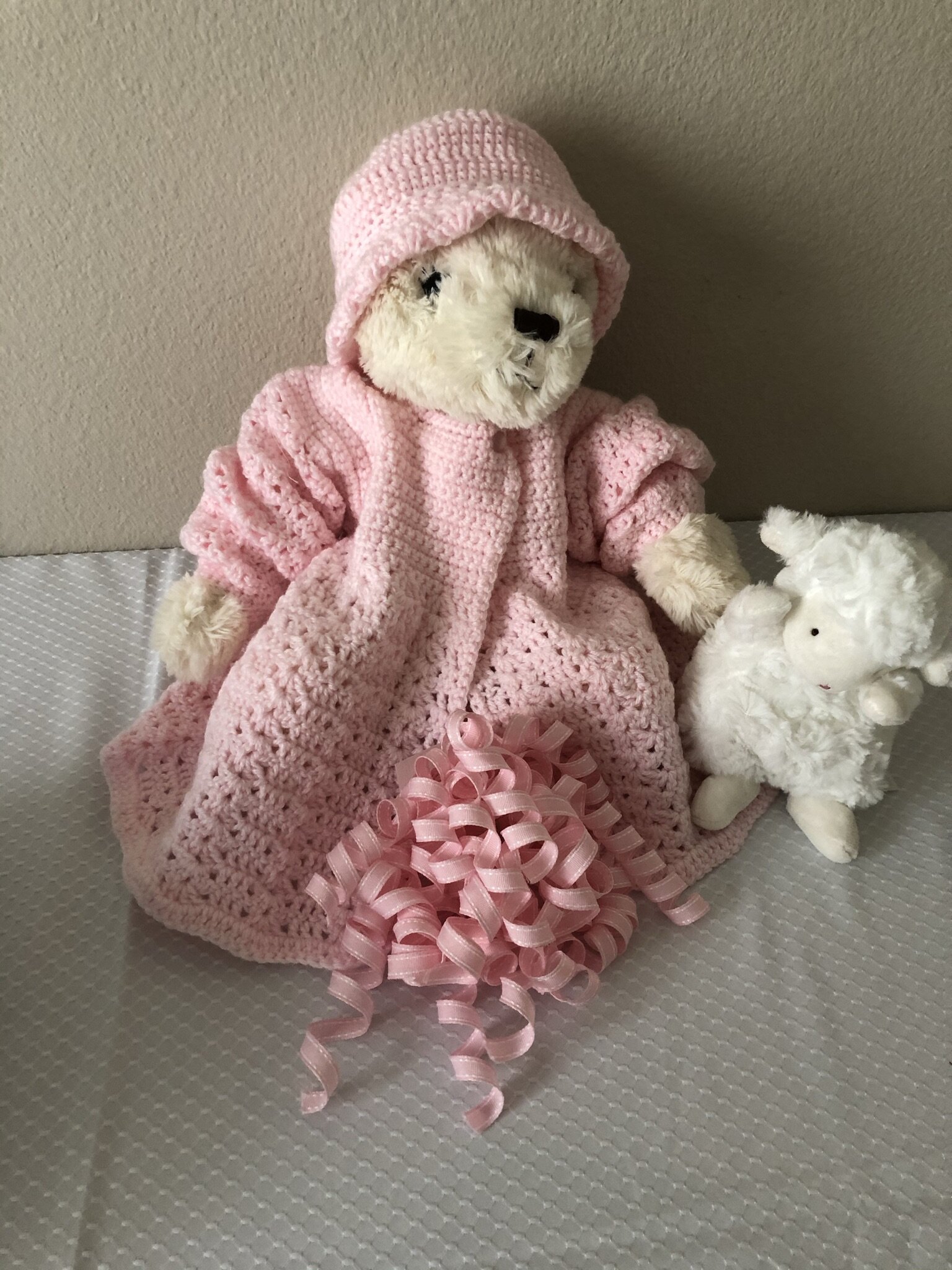 Item #C1038 - Pink Crochet Sweater &amp; Hat