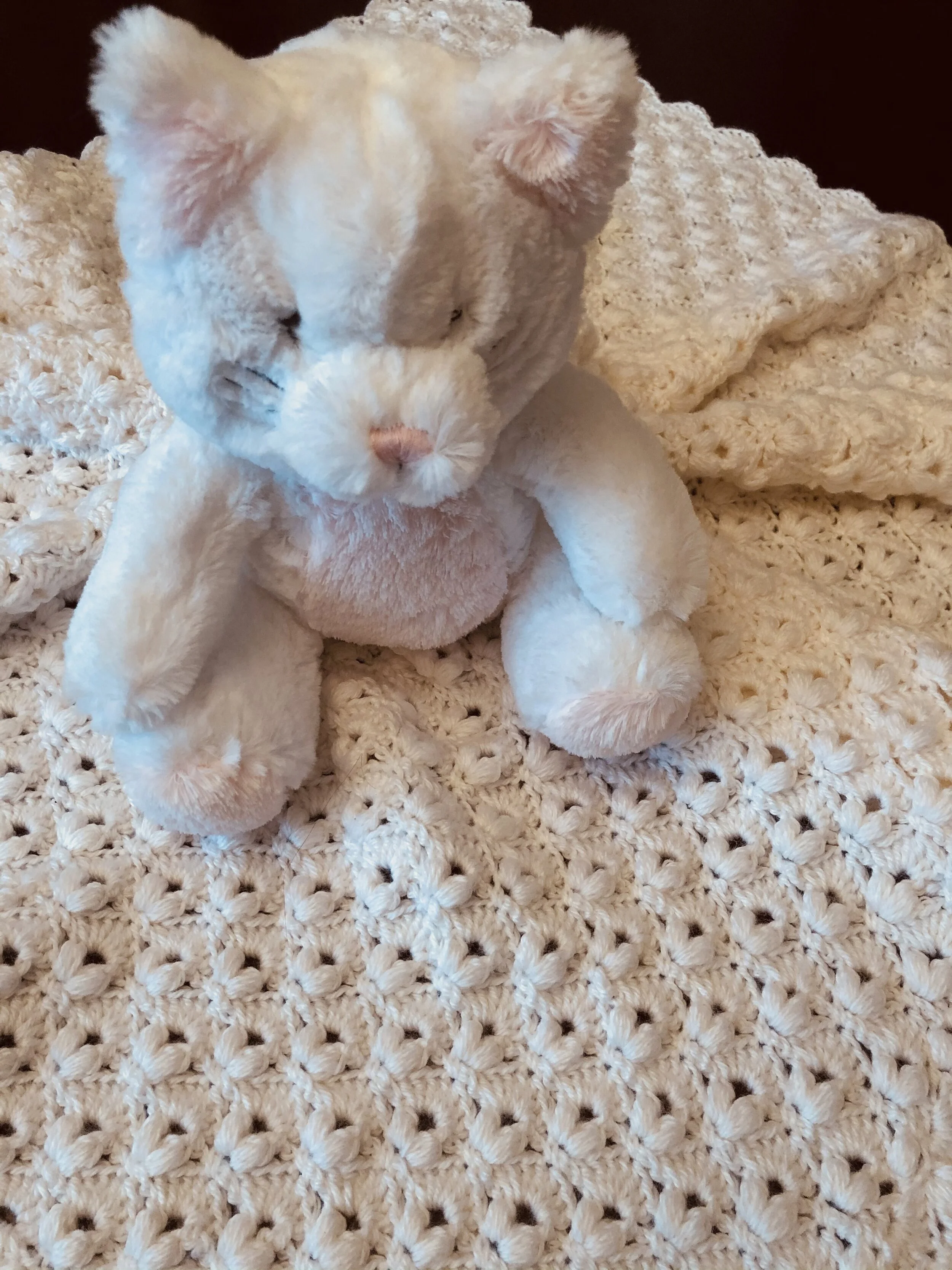 Item #C1085 
White Crochet Blanket