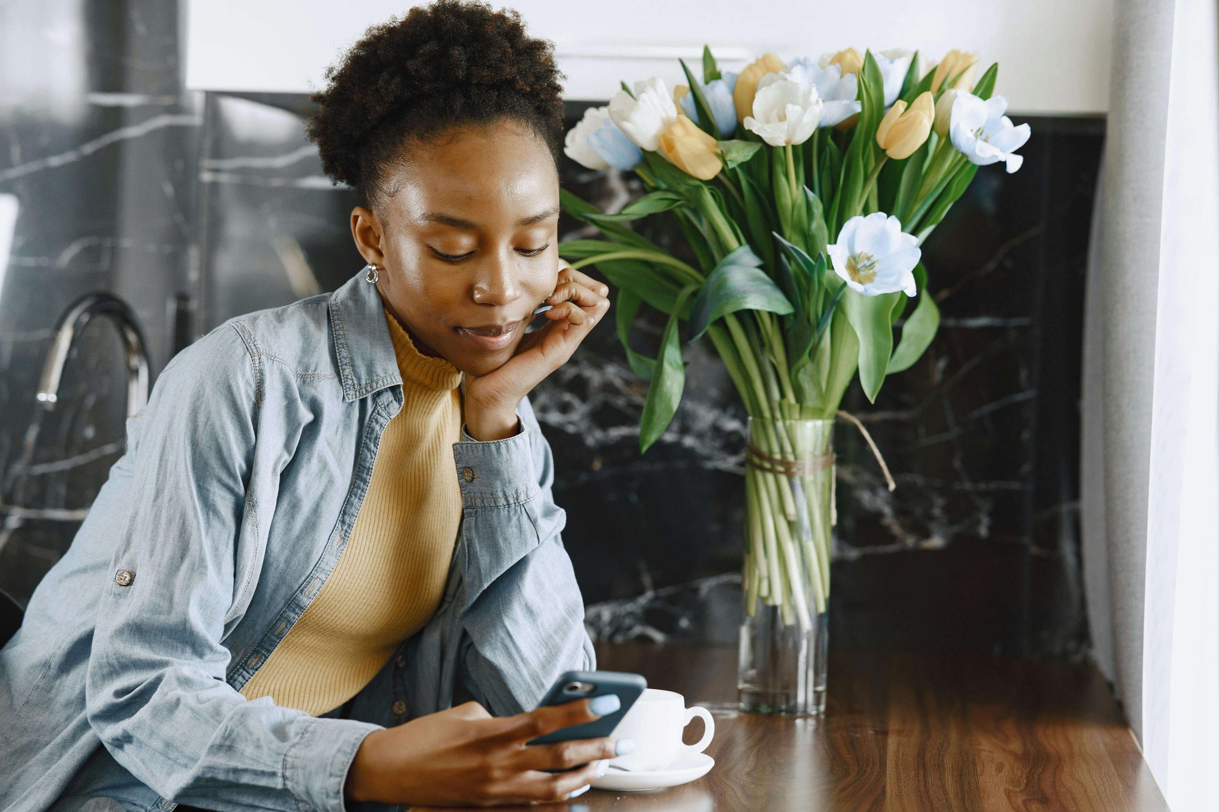 Woman looking at her phone