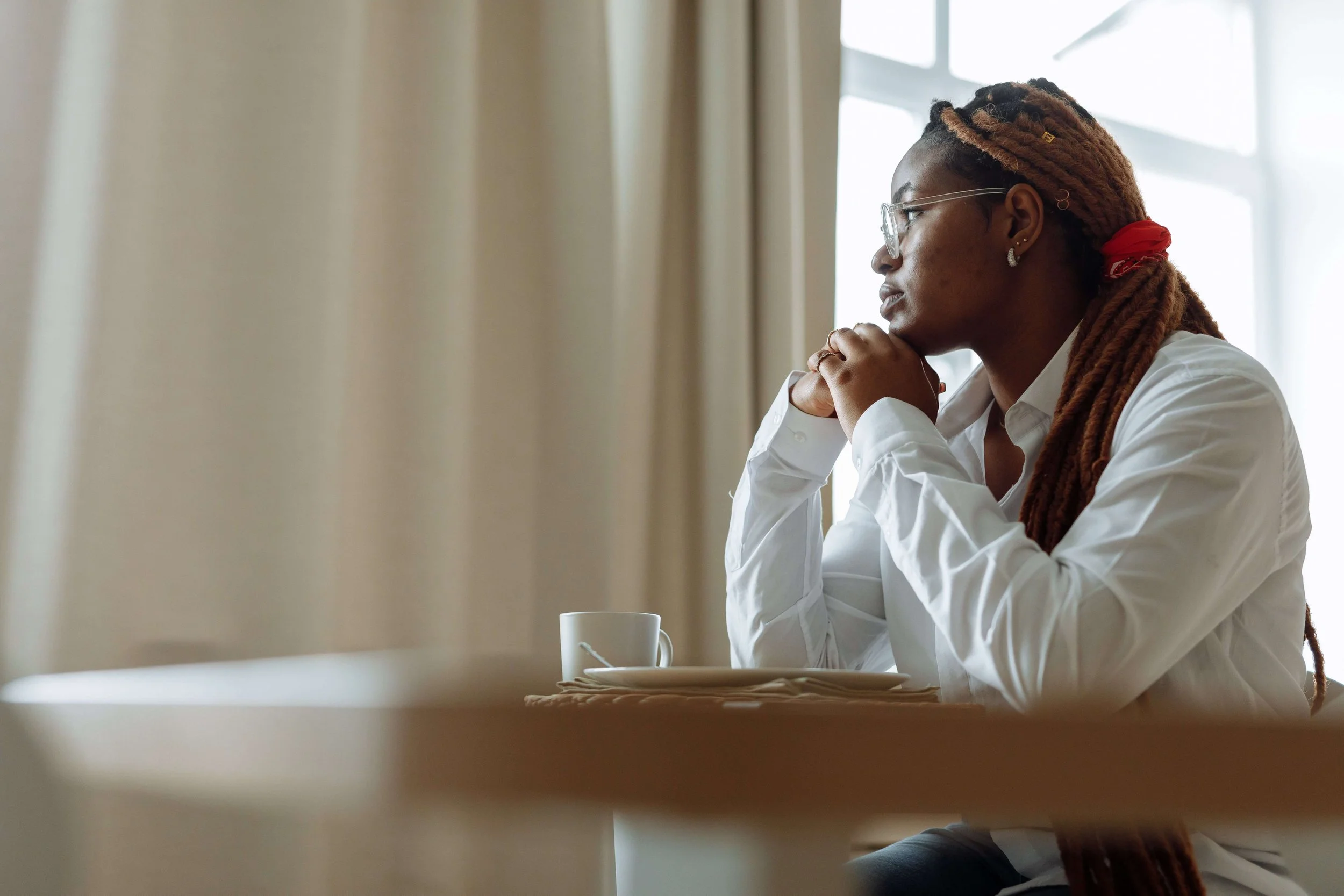 Woman looking away from camera