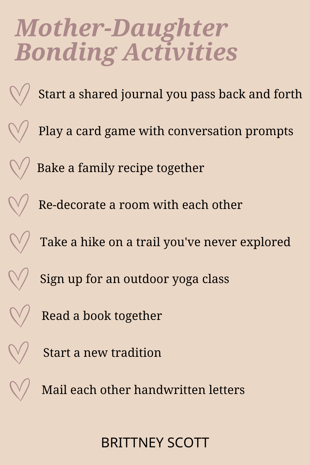 Graphic showing mother-daughter bonding activities