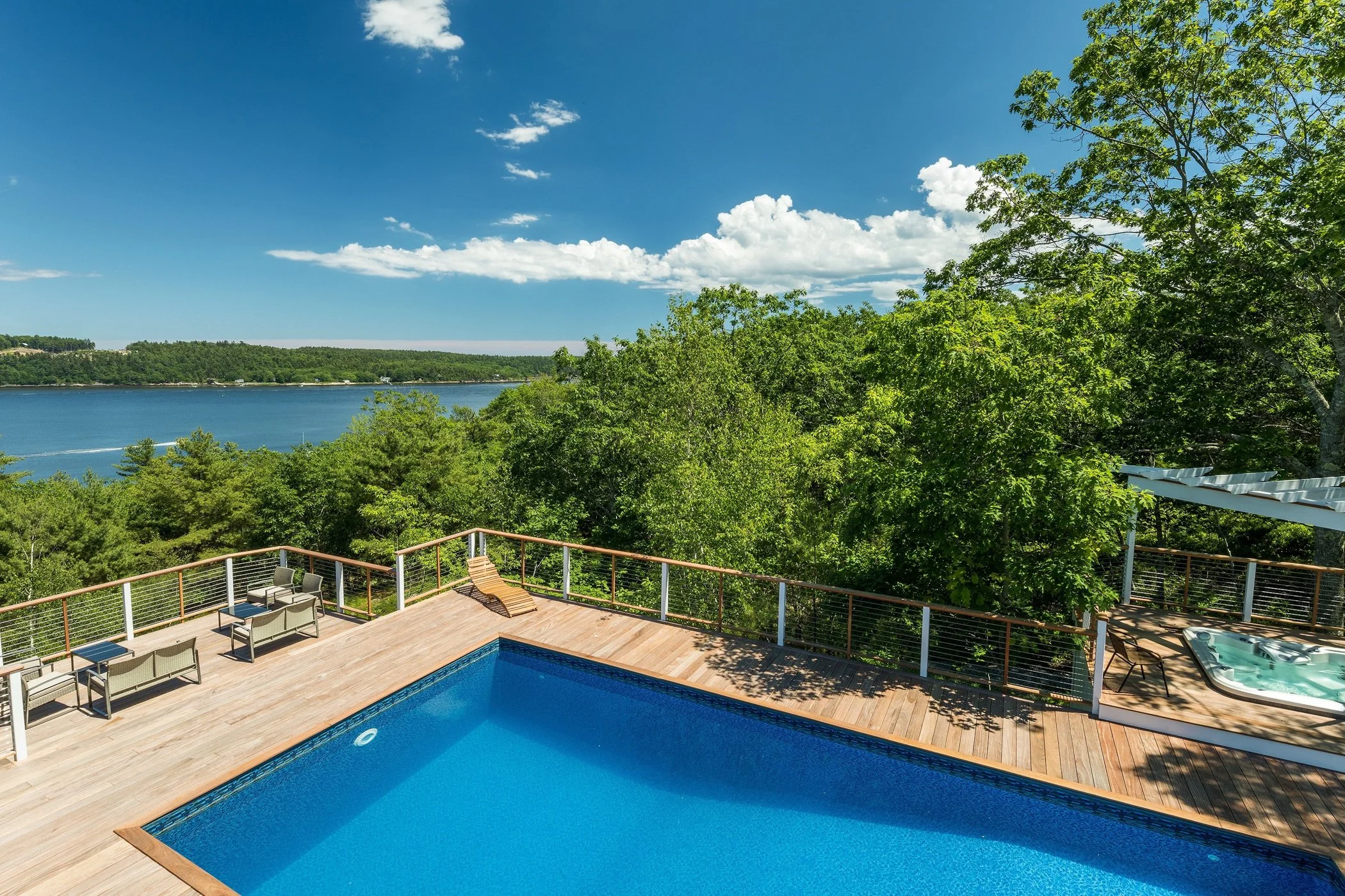 Saltwater pool overlooking the Kennebec River