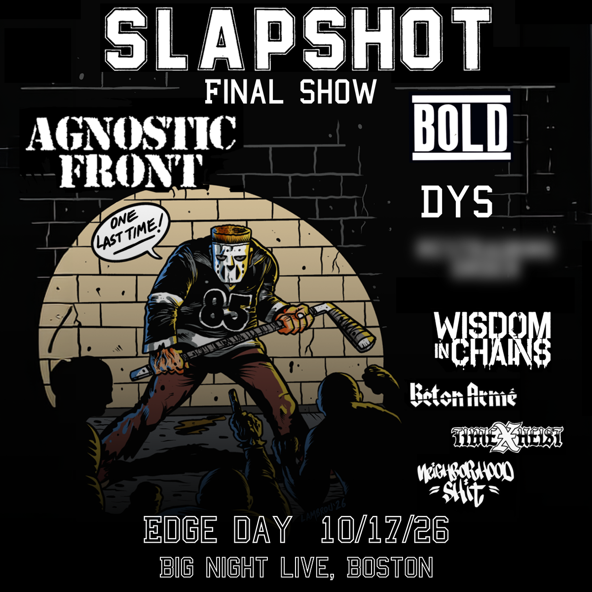  Slapshot at Big Night Live - October 17, 2026 - Boston, MA 