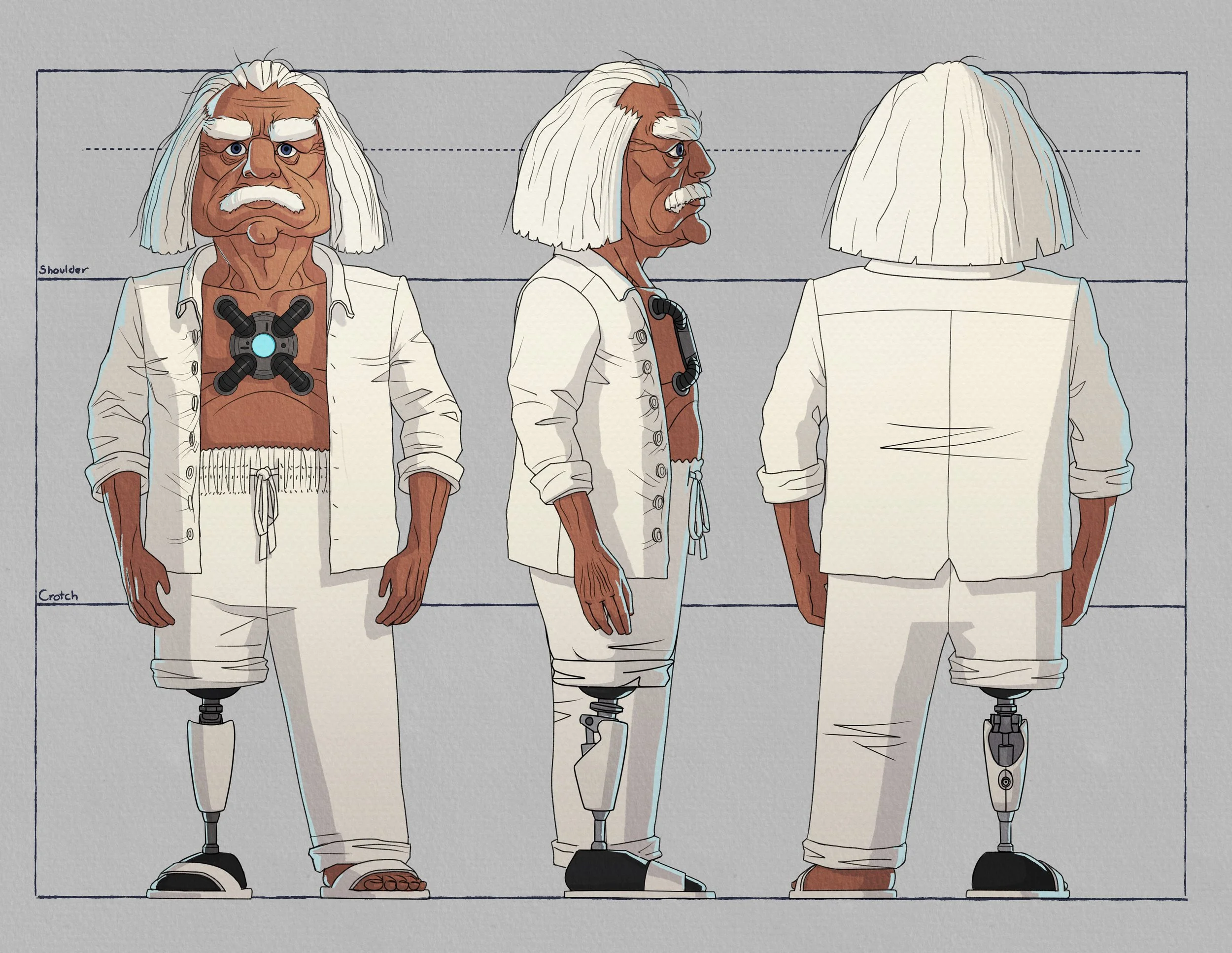 I draw out the turnaround images with a more minimal rendering to keep the process advancing quickly.