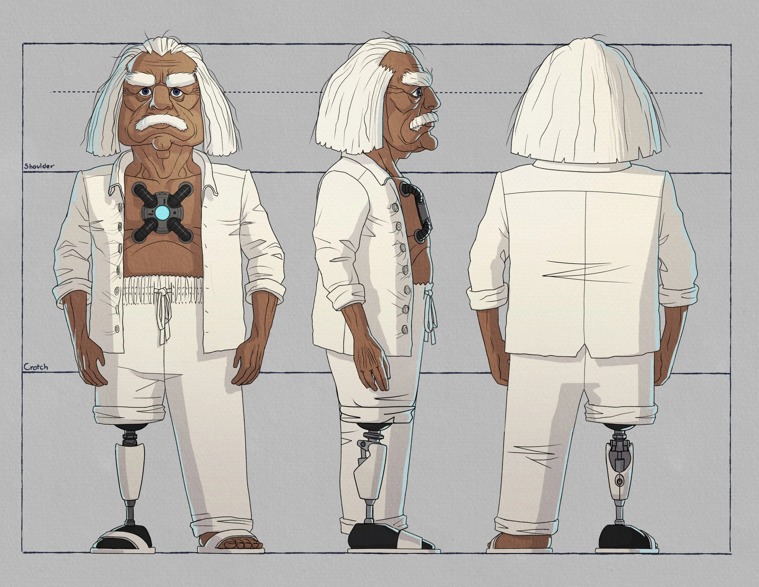 I draw out the turnaround images with a more minimal rendering to keep the process advancing quickly.