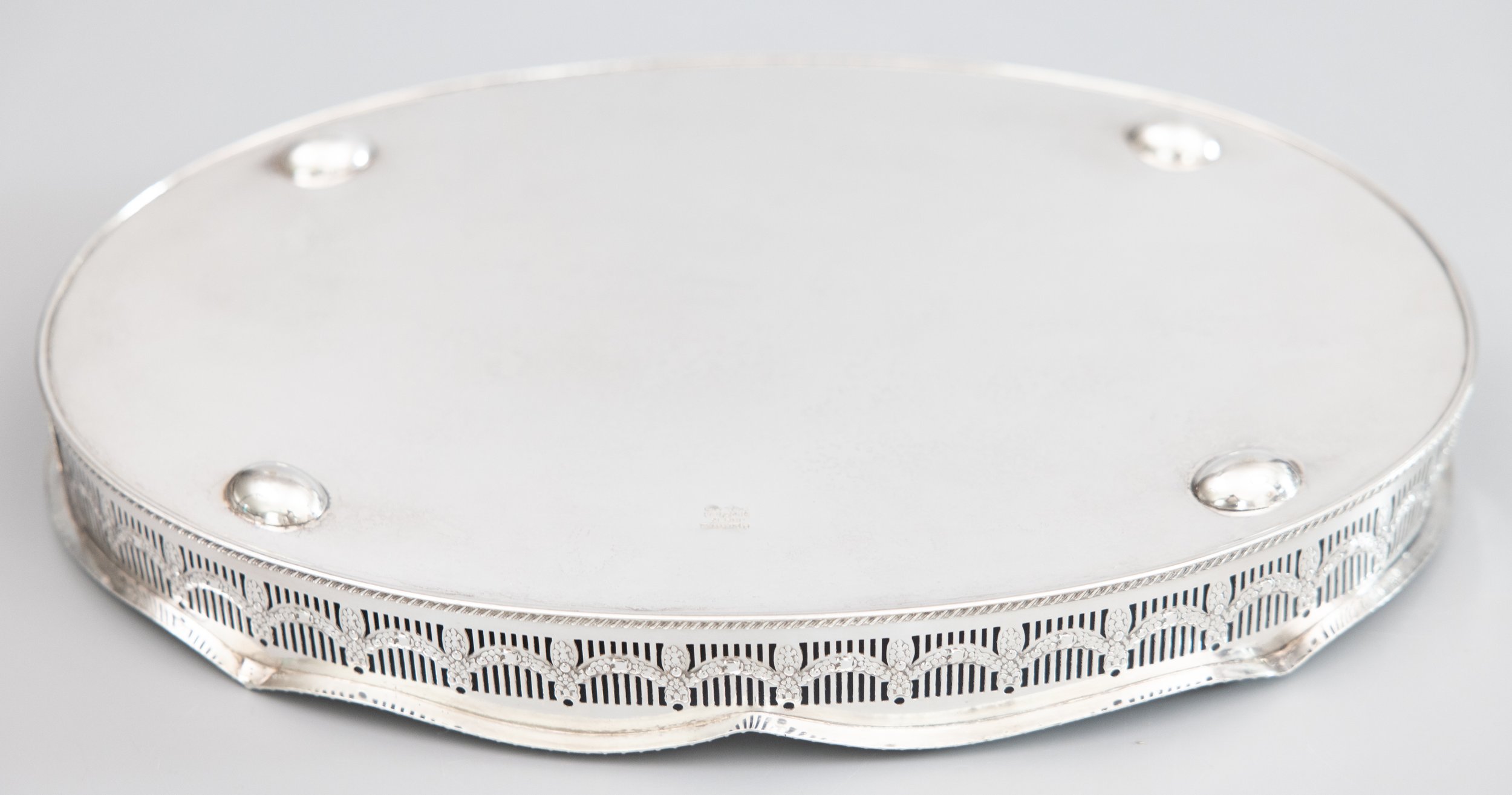 Antique English Sheffield Silver Plate Scalloped Gallery Tray 