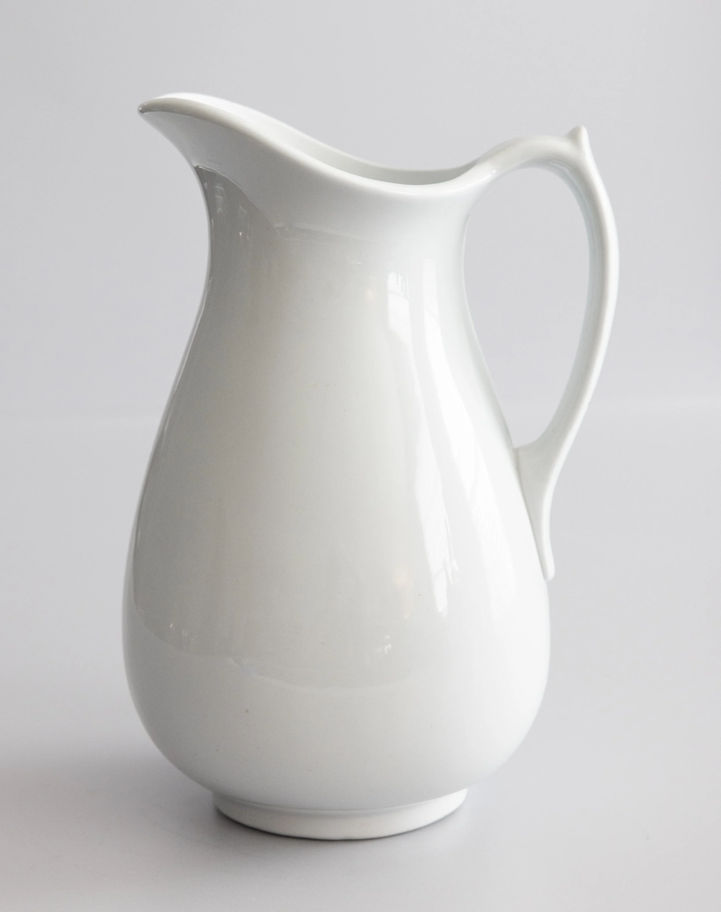 Large Antique 19th Century English Staffordshire White Ironstone Pitcher