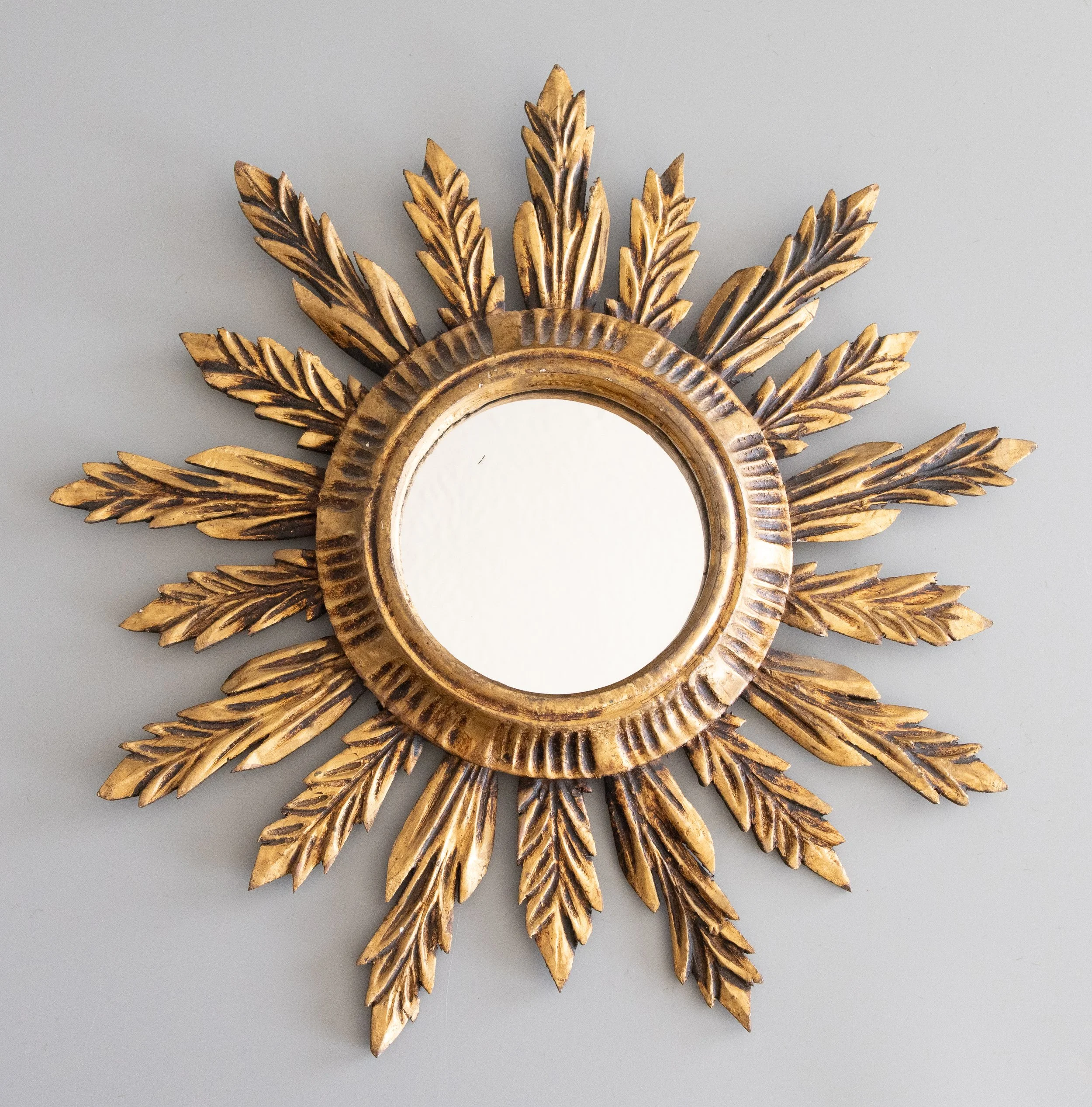 Mid Century French Giltwood Sunburst Mirror