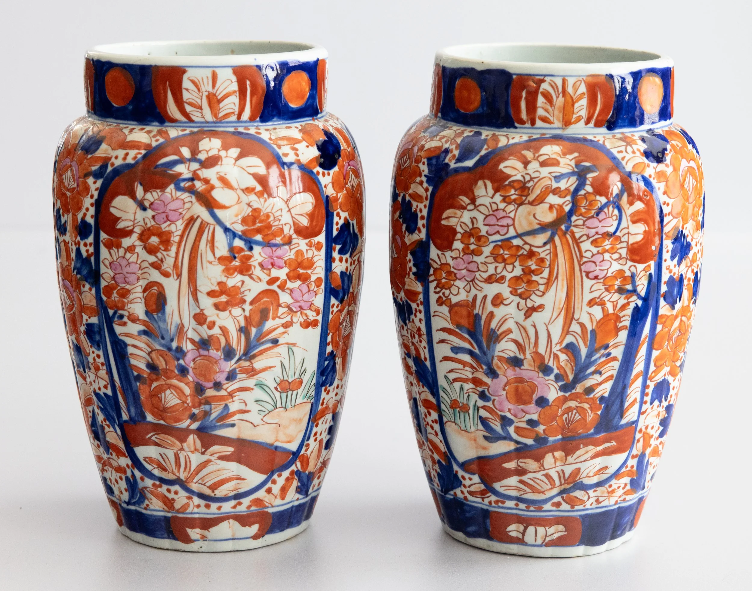 19th Century Meiji Period Japanese Imari Porcelain Vases, a Pair