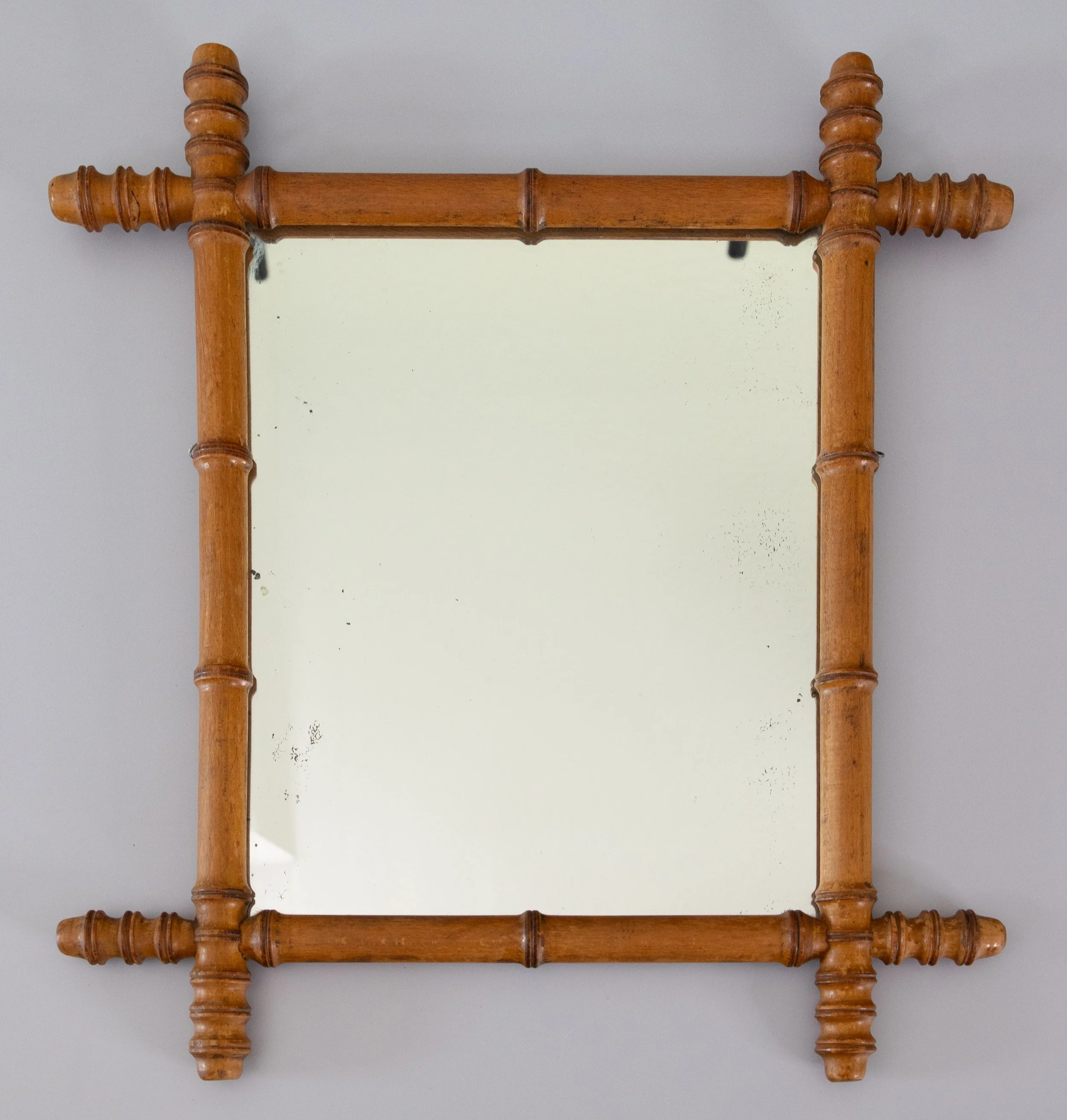 Antique French Faux Bamboo Carved Mirror