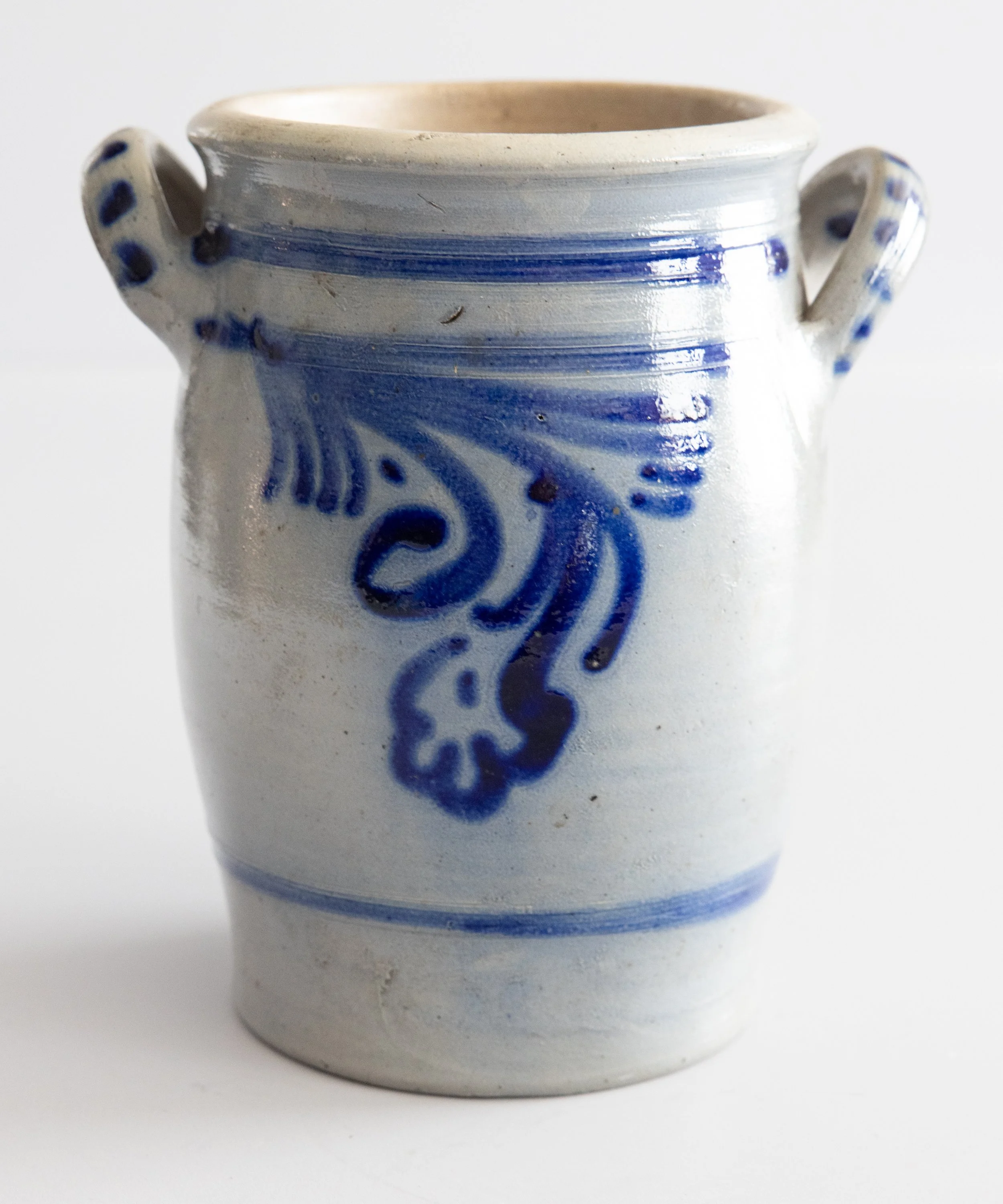 19th Century Westerwald German Salt Glazed Stoneware Crock