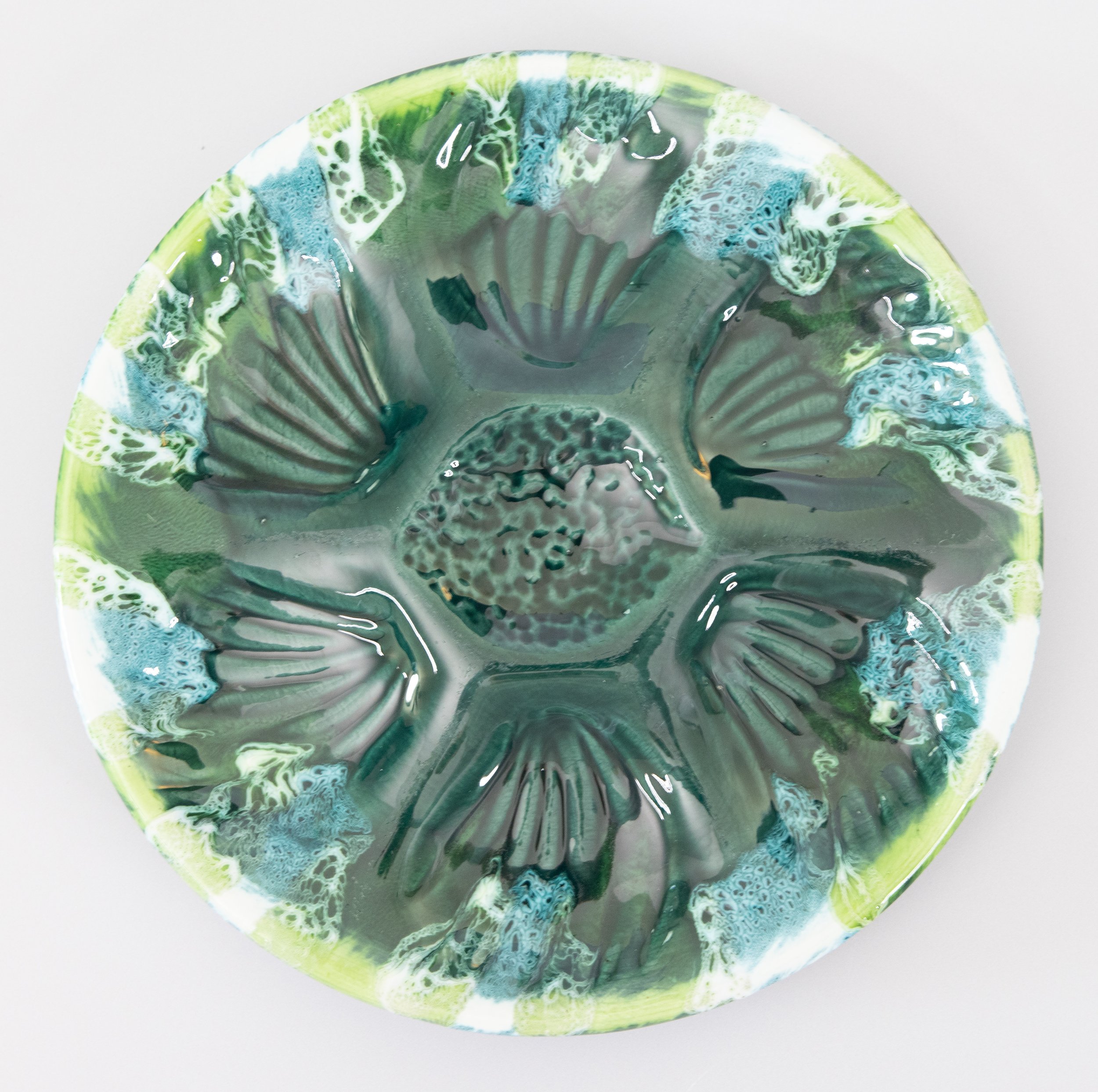 Mid Century French Vallauris Majolica Oyster Plate