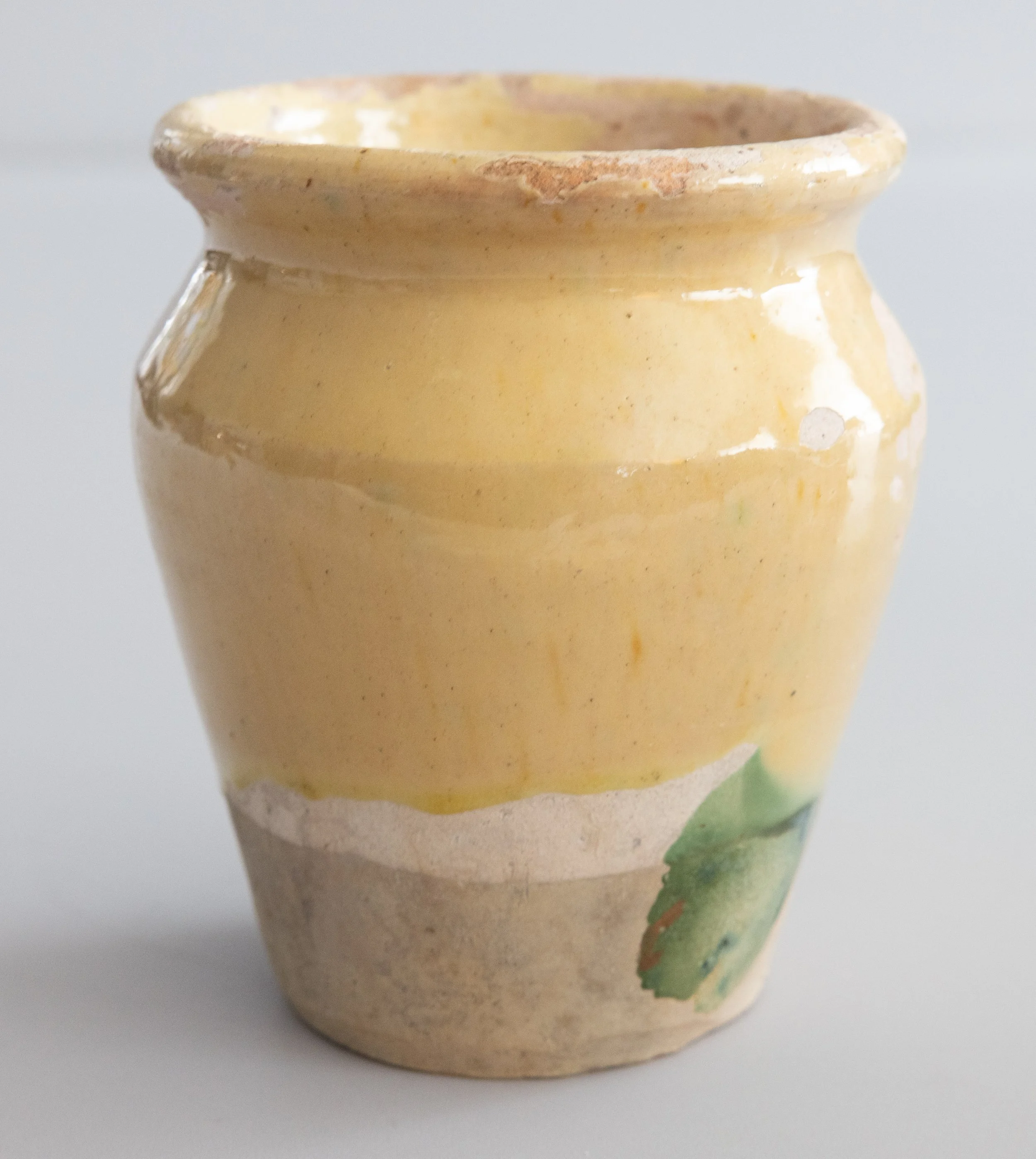 Petite 19th Century French Yellow Glazed Confit Pot Crock Vase