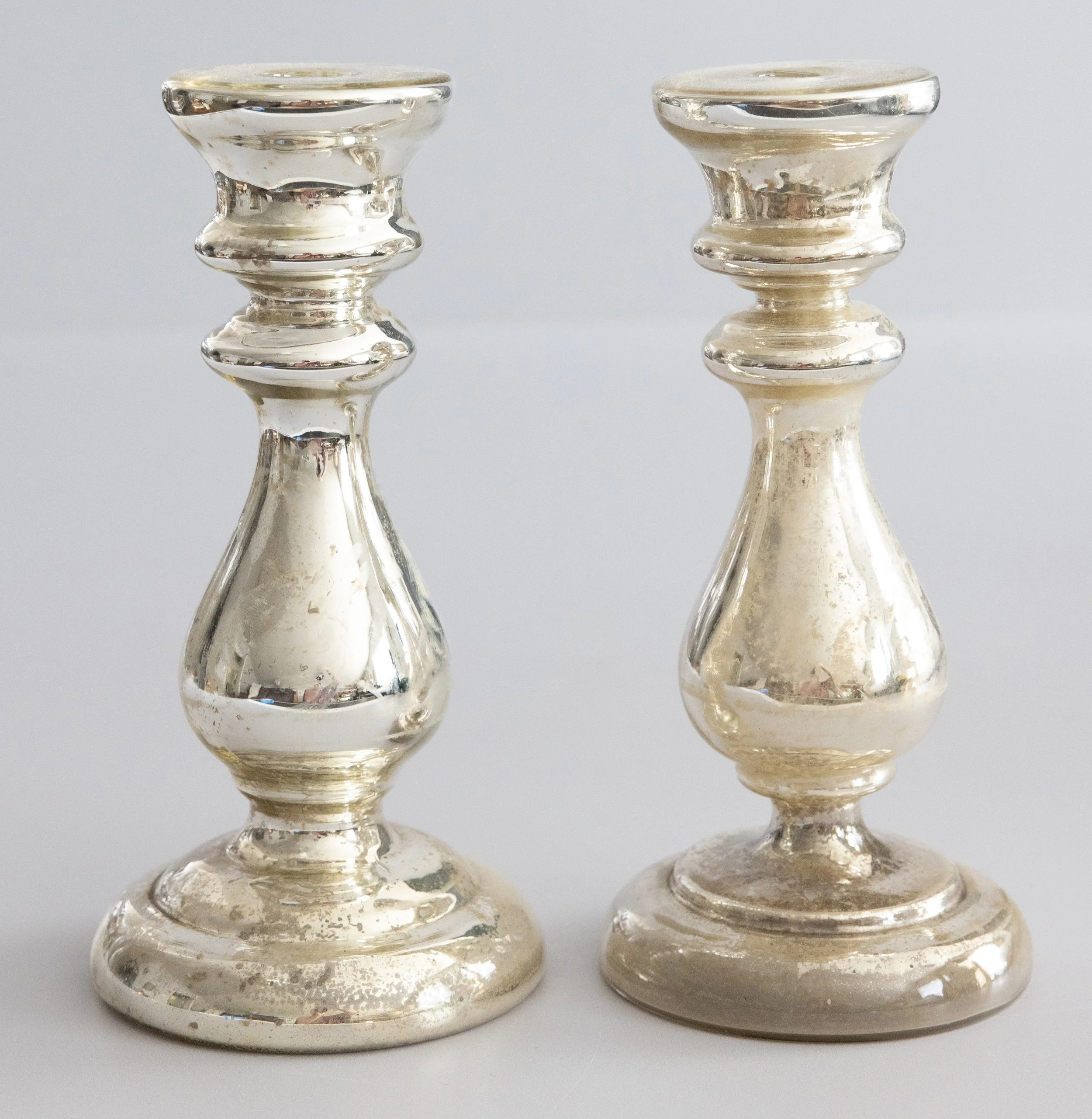 19th Century French Silvered Mercury Candlesticks, a Pair