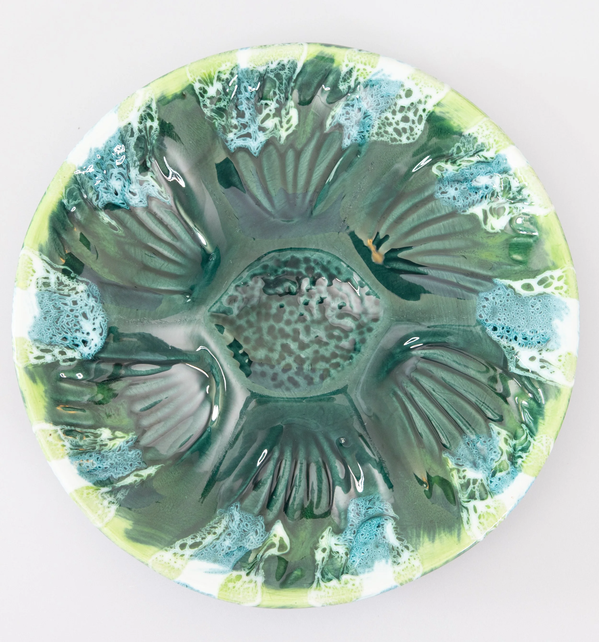 Mid Century French Vallauris Majolica Oyster Plate