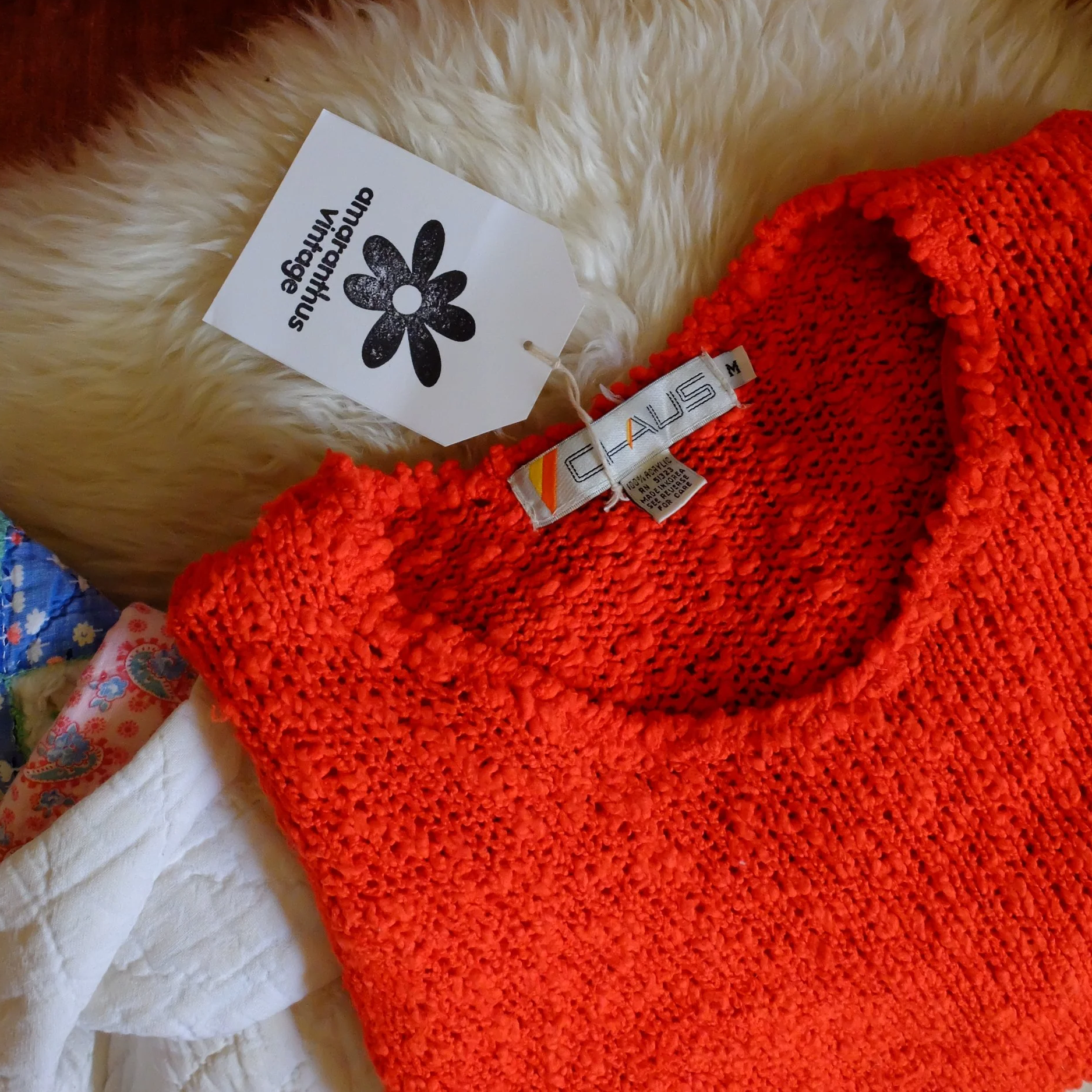 Chaus 80's Candy Apple Red Acrylic Sweater