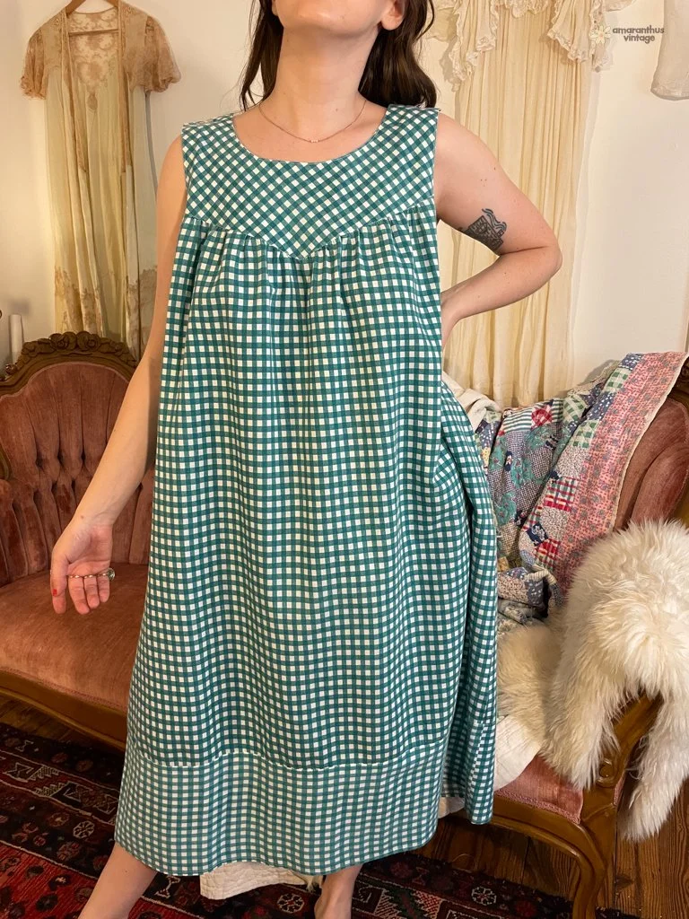 Handmade Green Gingham Dress