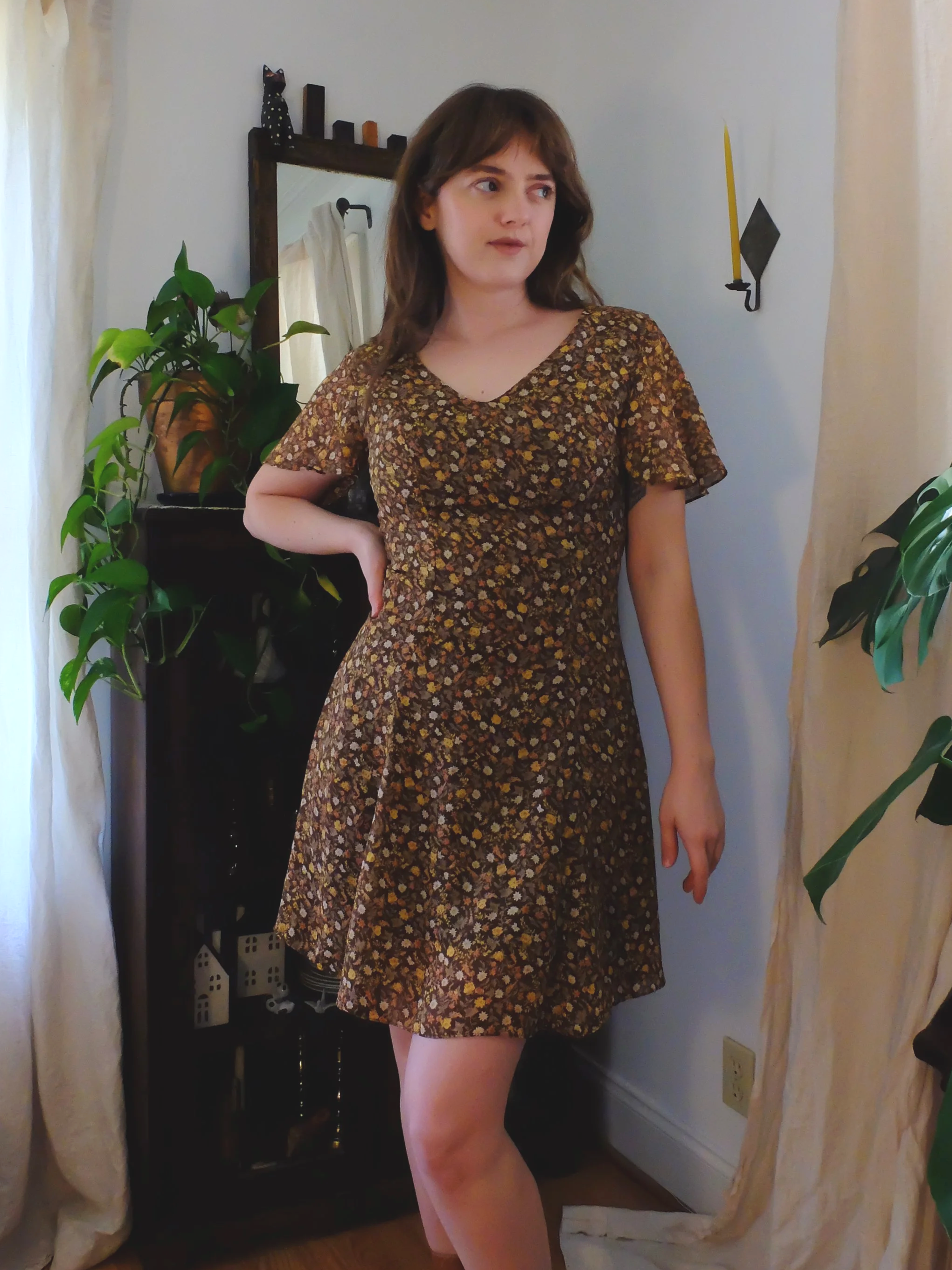 Mic Mac Brown Floral Mini Dress