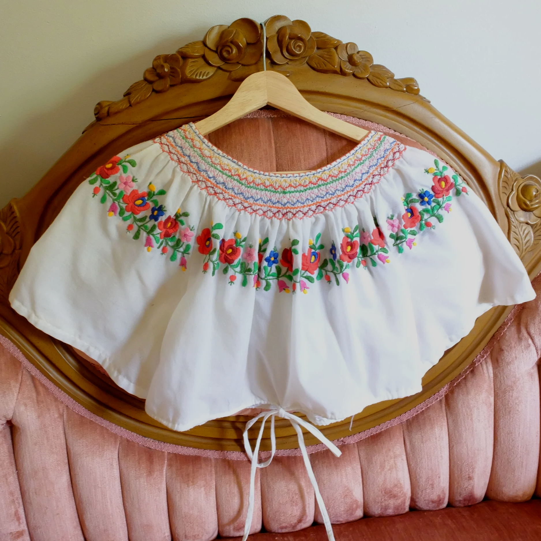 Hungarian Matyo Embroidered Crop Top