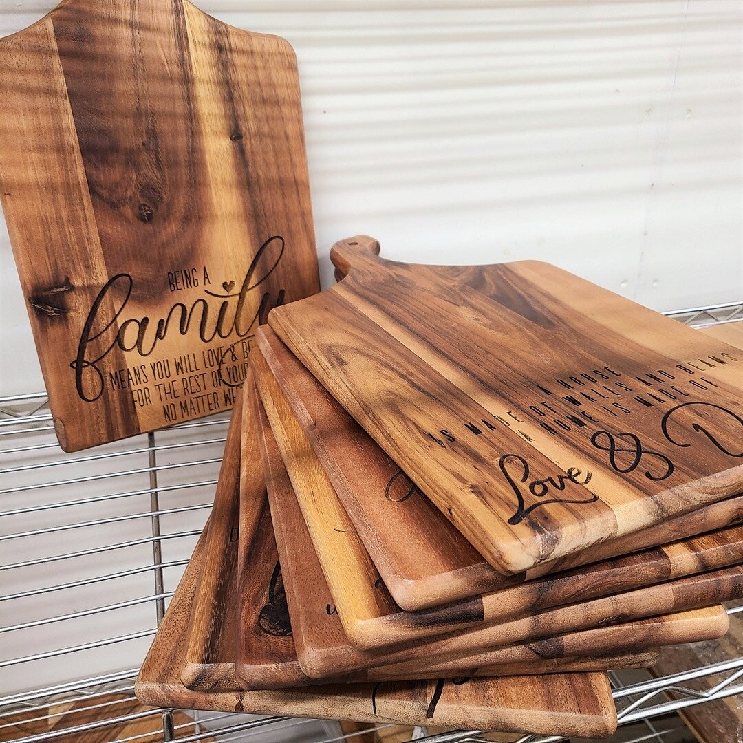 Not a great pic, but these new style cutting boards are beautiful and stacking up! Let's hope I have time to formally photograph them before they get picked through at #chandelierbarnmarket next weekend! By the time I'm done there will be a stack of 
