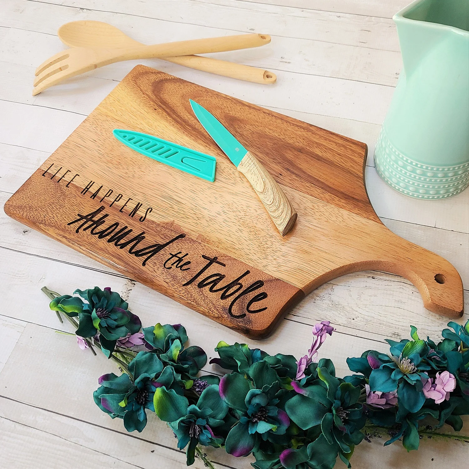 Life Happens Around The Table Cutting Board by Inscribed Moments