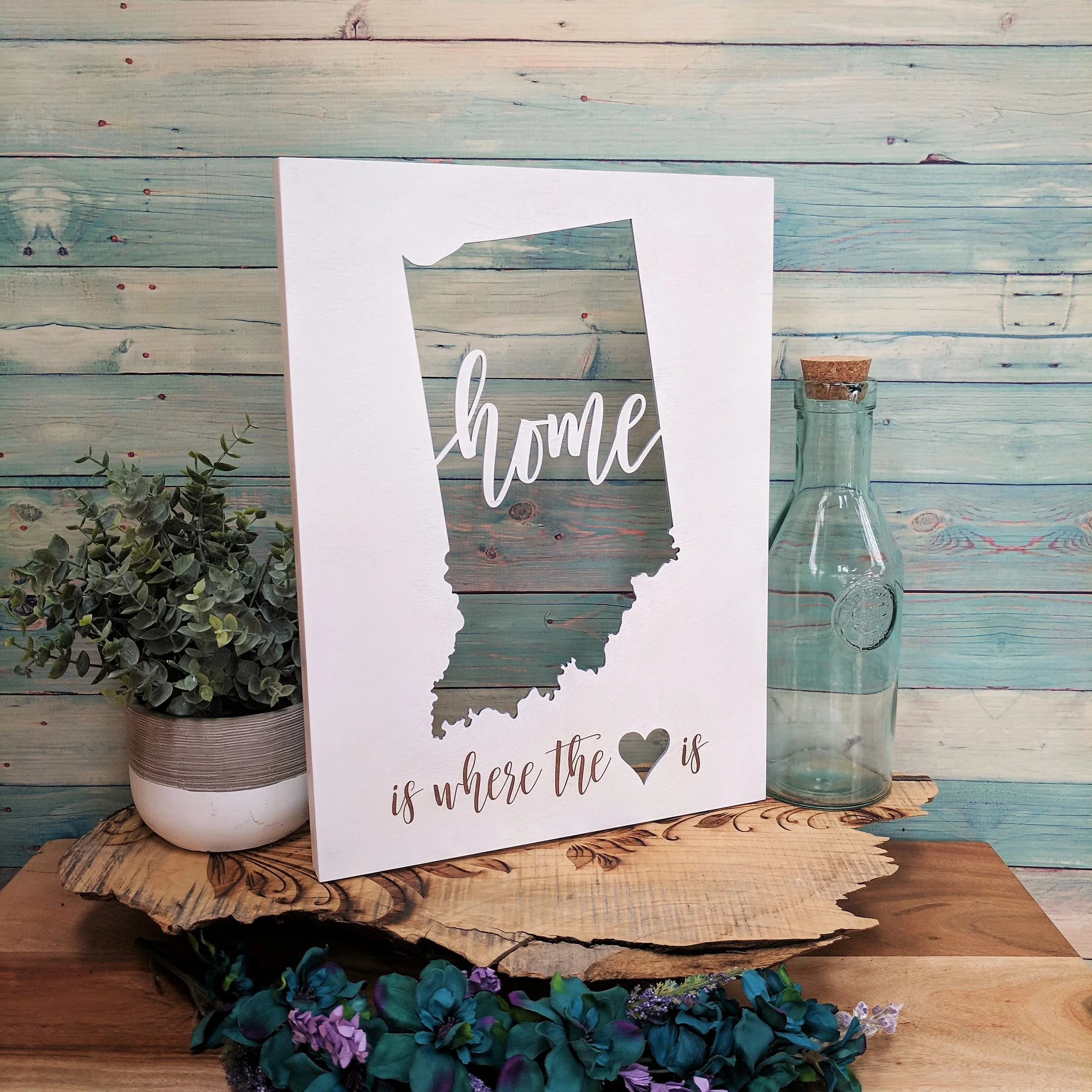 Home Is Where The Heart Is Wood Canvas in White created by Inscribed Moments
